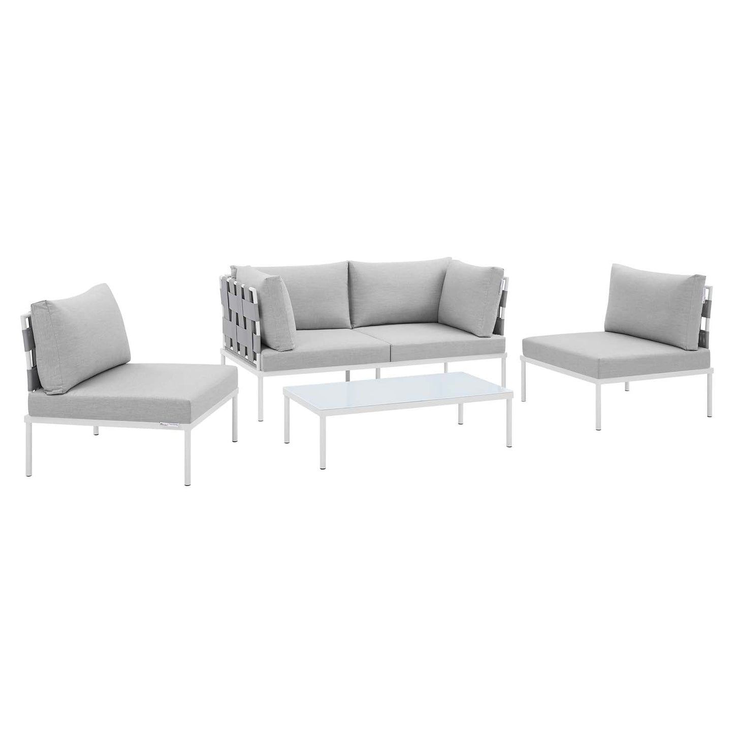 Harmony 4-Piece Sunbrella® Outdoor Patio Aluminum Seating Set By Modway - EEI-4691 | Outdoor Sofas, Loveseats & Sectionals