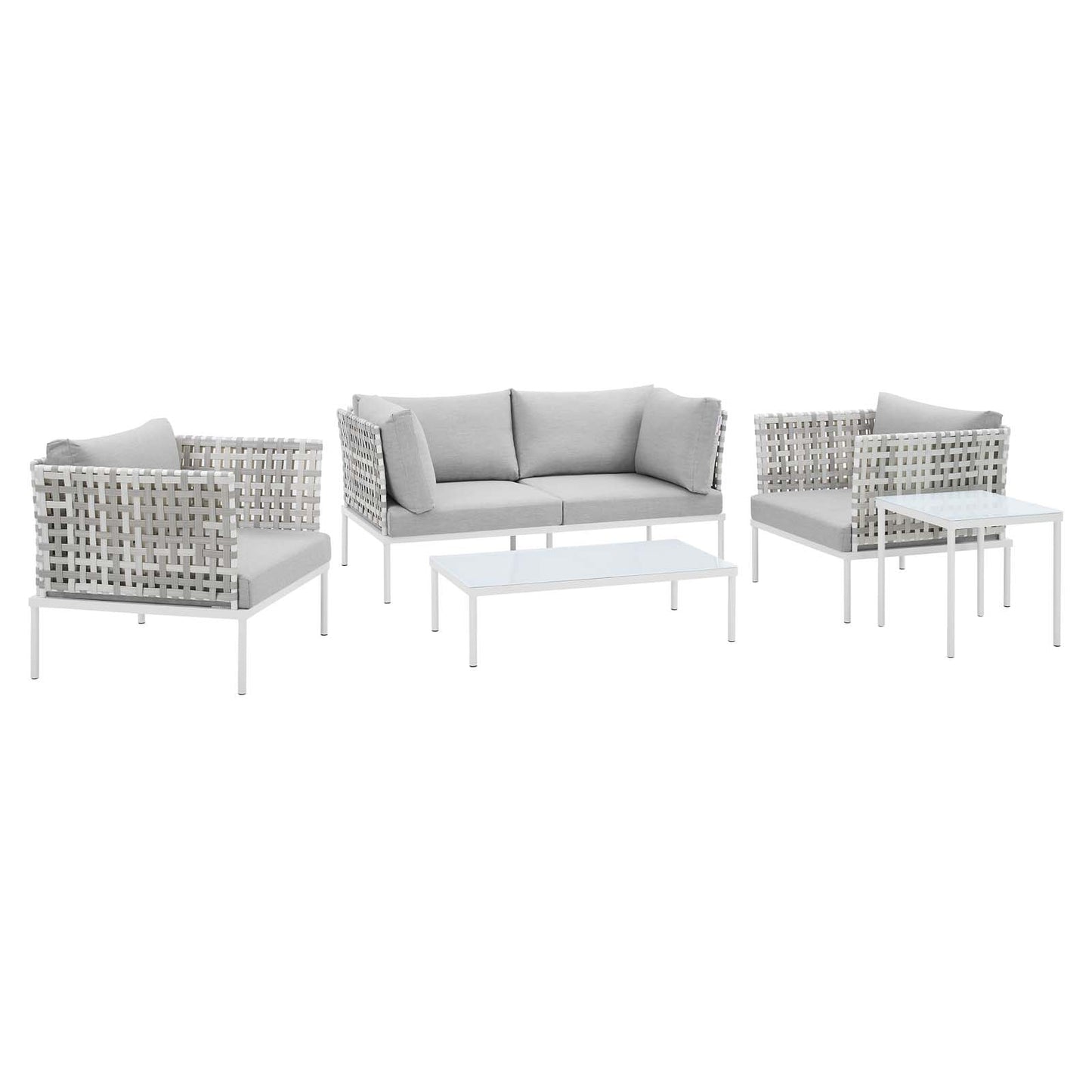 Modway Harmony 5-Piece Sunbrella® Basket Weave Outdoor Patio Aluminum Seating Set | Outdoor Sofas, Loveseats & Sectionals