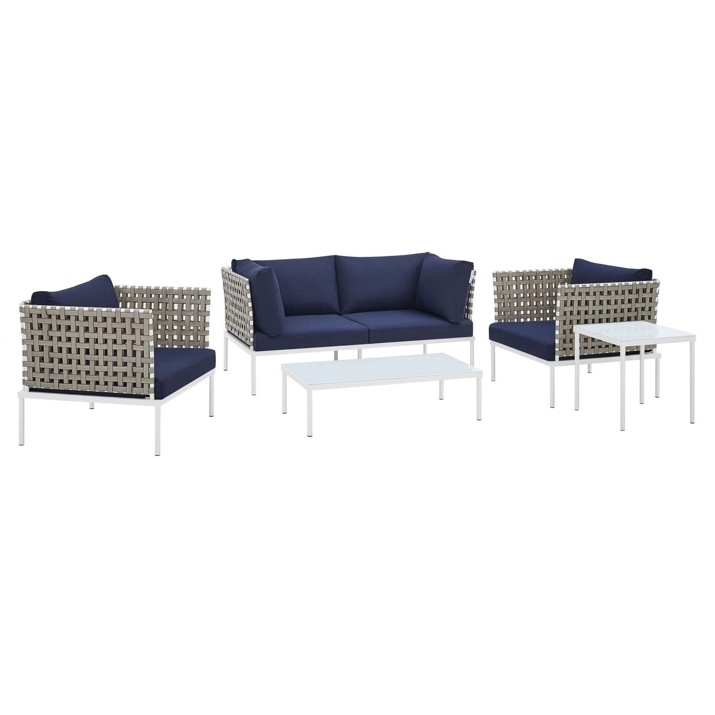 Harmony 5-Piece Sunbrella® Basket Weave Outdoor Patio Aluminum Seating Set By Modway - EEI-4693 | Outdoor Sofas, Loveseats & Sectionals - 2