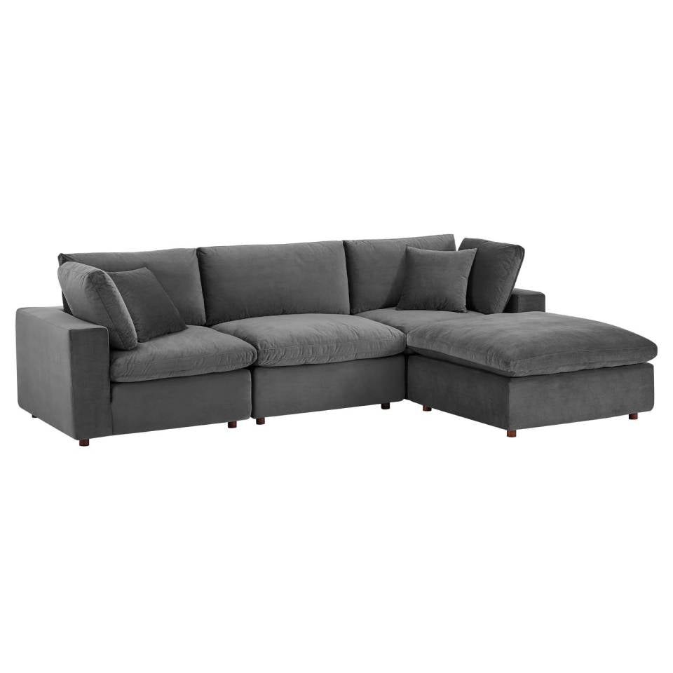 Modway Commix Down Filled Overstuffed Performance Velvet 4-Piece Sectional Sofa | Sofas |