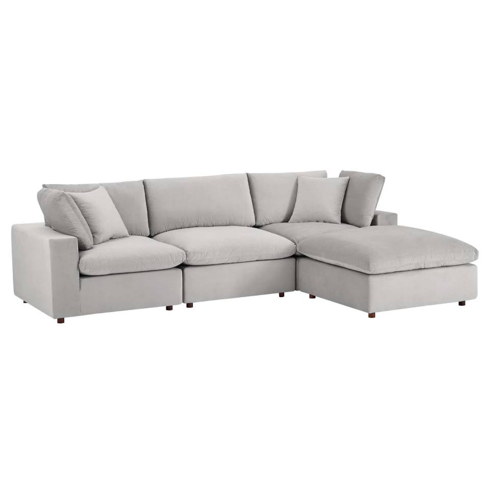 Modway Commix Down Filled Overstuffed Performance Velvet 4-Piece Sectional Sofa | Sofas |