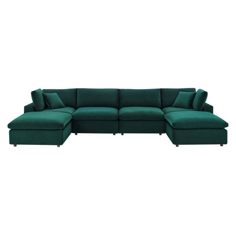 Modway Commix Down Filled Overstuffed Performance Velvet 6-Piece Sectional Sofa | Sofas |
