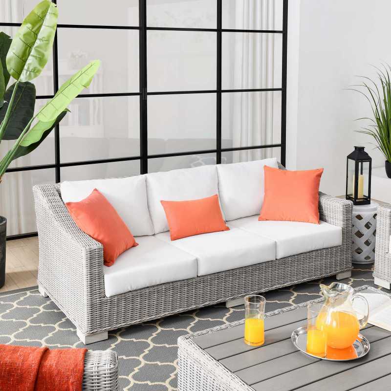 Modway Conway Outdoor Patio Wicker Rattan Sofa | Outdoor Sofas, Loveseats & Sectionals |