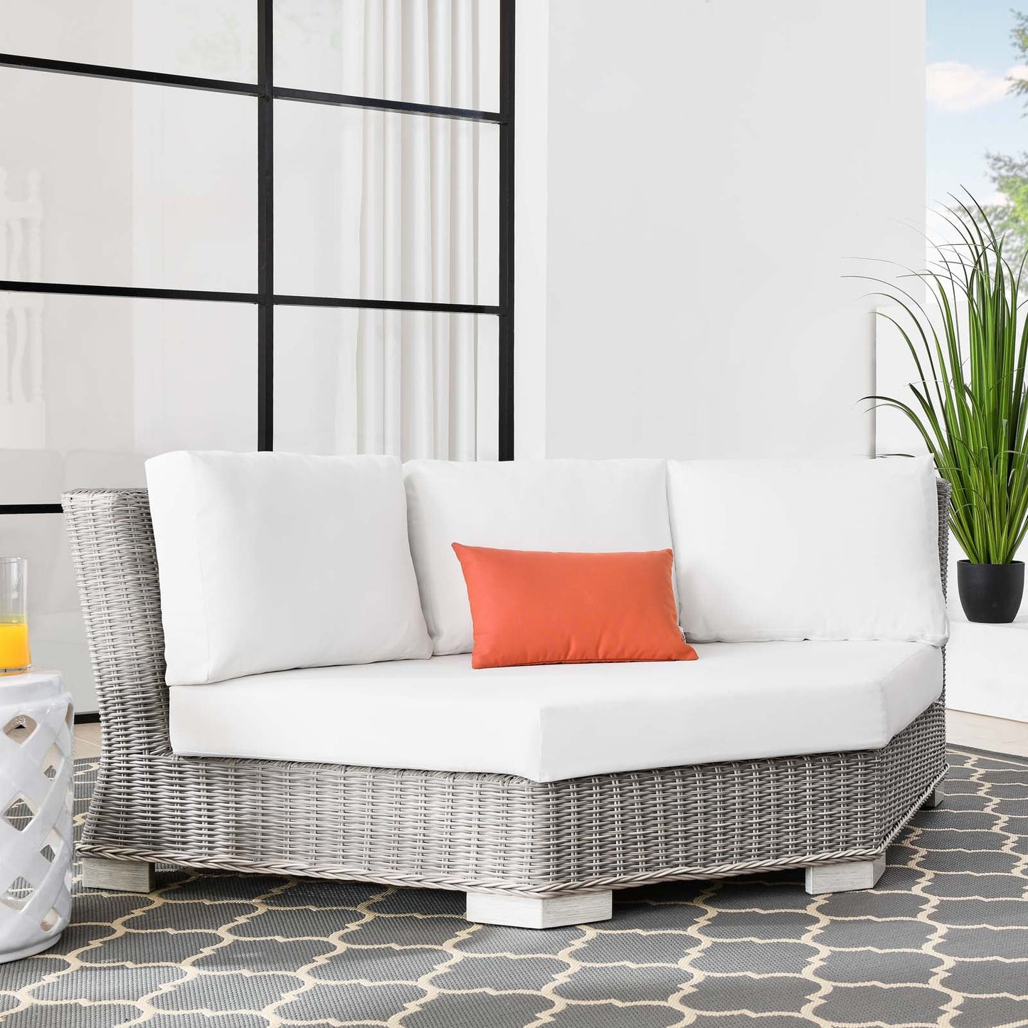 Modway Conway Outdoor Patio Wicker Rattan Round Corner Chair | Outdoor Chairs |