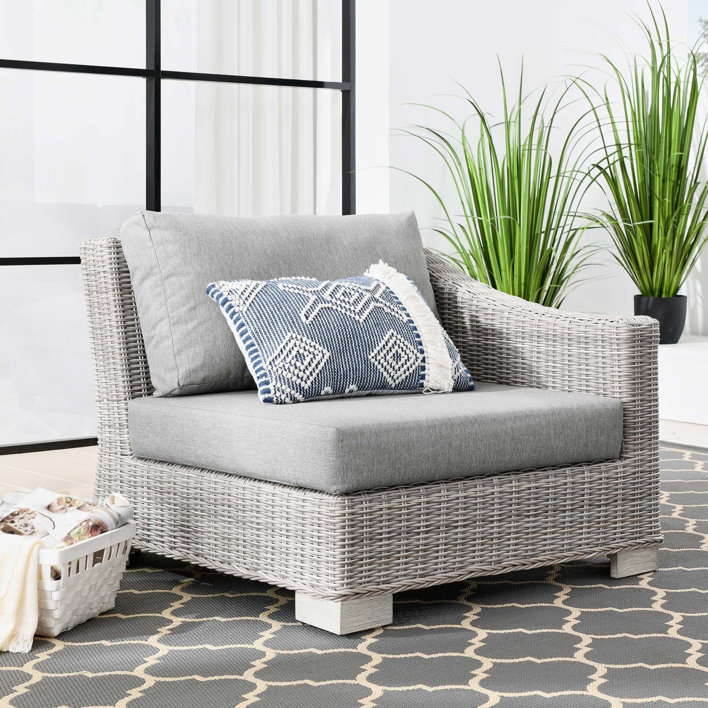 Modway Conway Outdoor Patio Wicker Rattan Right-Arm Chair | Outdoor Chairs