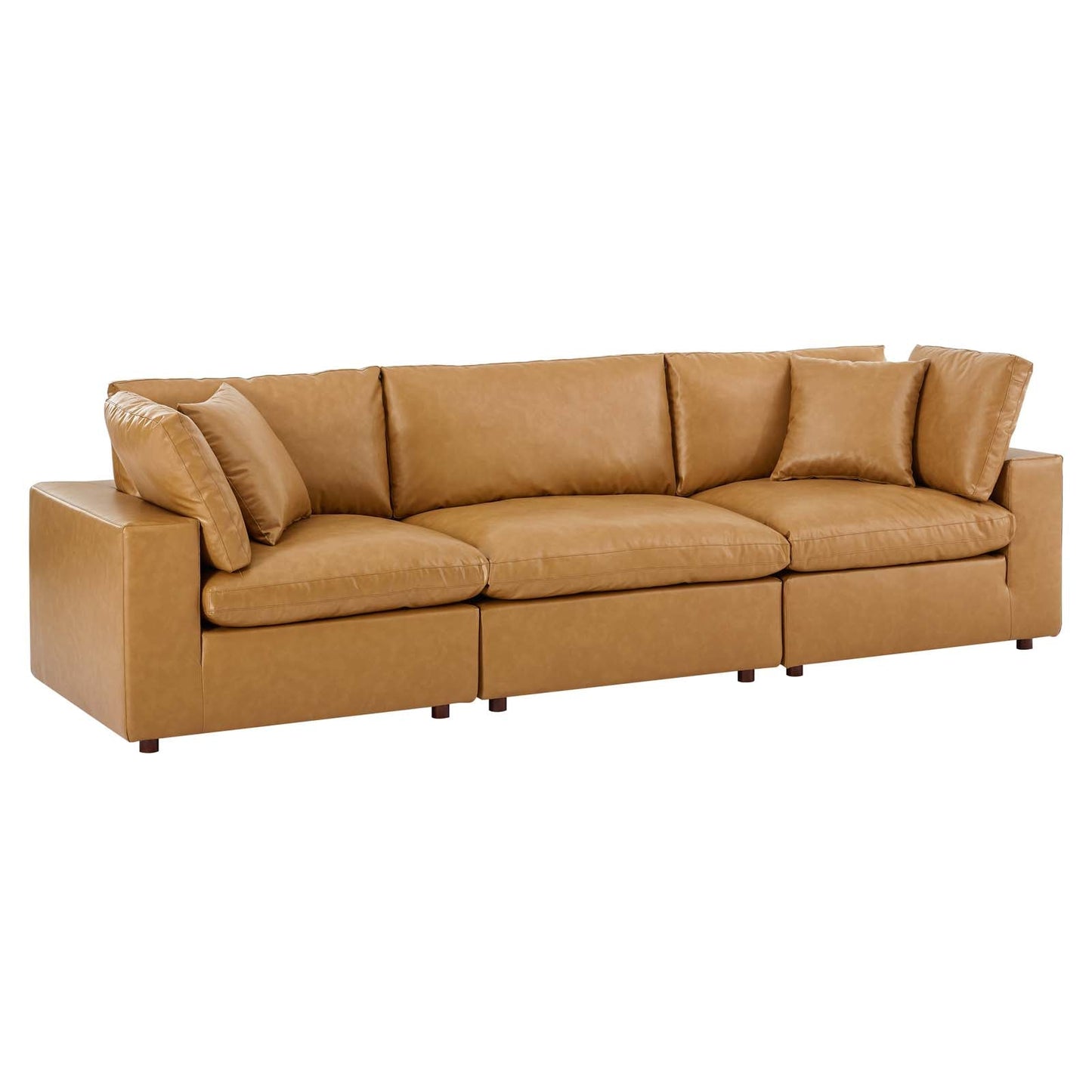 Modway Commix Down Filled Overstuffed Vegan Leather 3-Seater Sofa | Sofas |