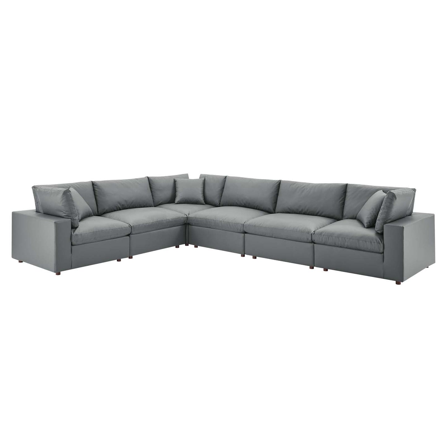 Modway Commix Down Filled Overstuffed Vegan Leather 6-Piece Sectional Sofa | Sofas