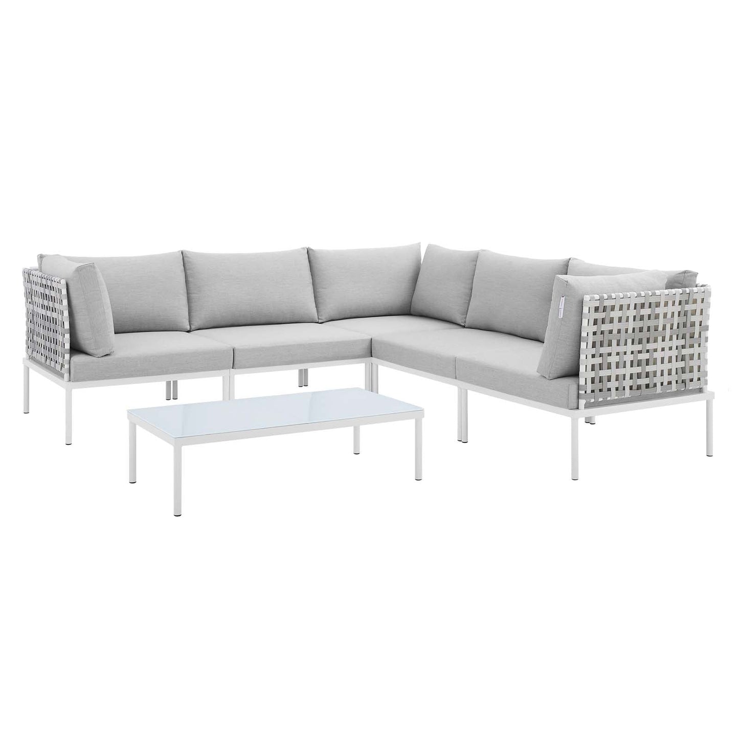 Modway Harmony 6-Piece Sunbrella® Basket Weave Outdoor Patio Aluminum Sectional Sofa Set | Outdoor Sofas, Loveseats & Sectionals