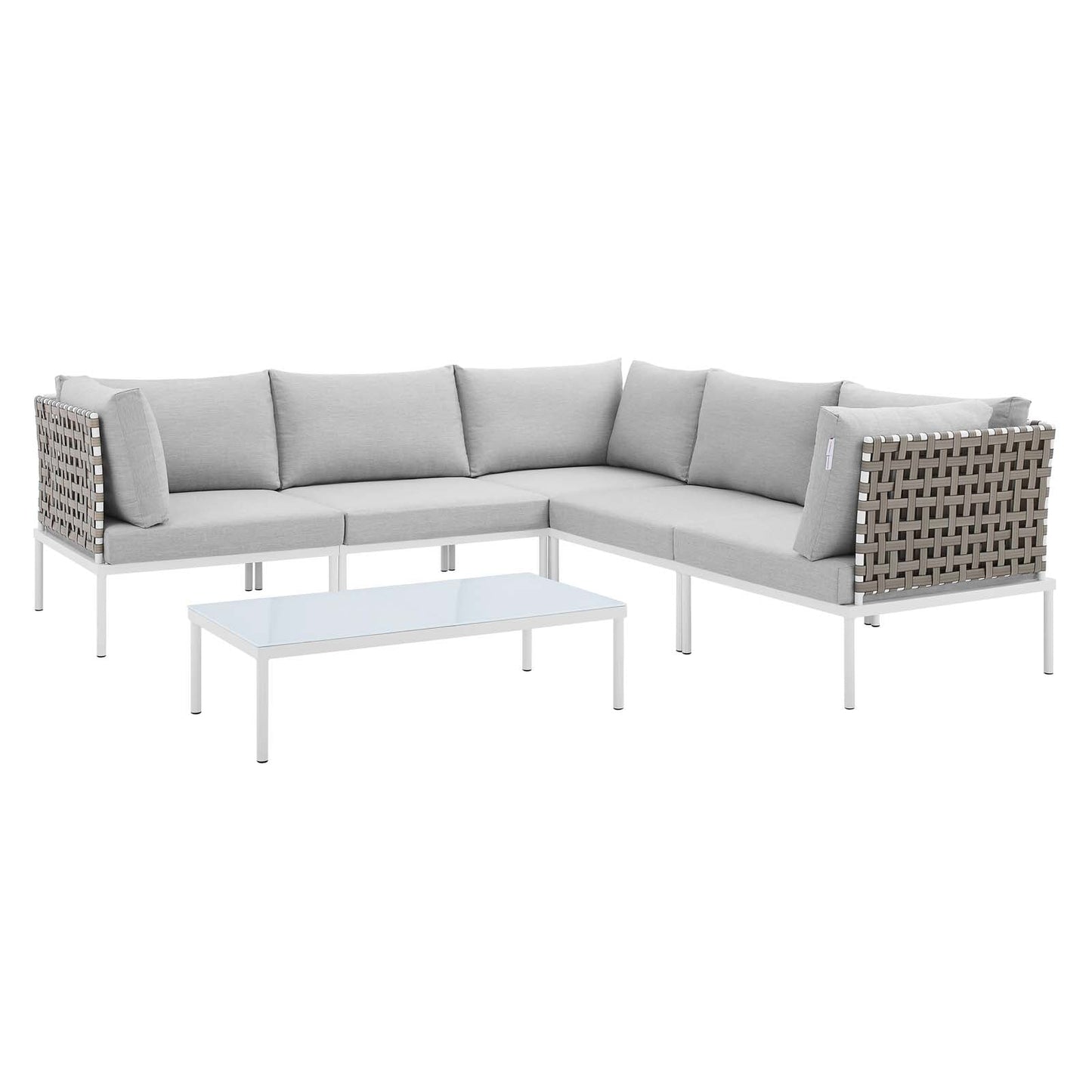 Harmony 6-Piece Sunbrella® Basket Weave Outdoor Patio Aluminum Sectional Sofa Set By Modway - EEI-4927 | Outdoor Sofas, Loveseats & Sectionals