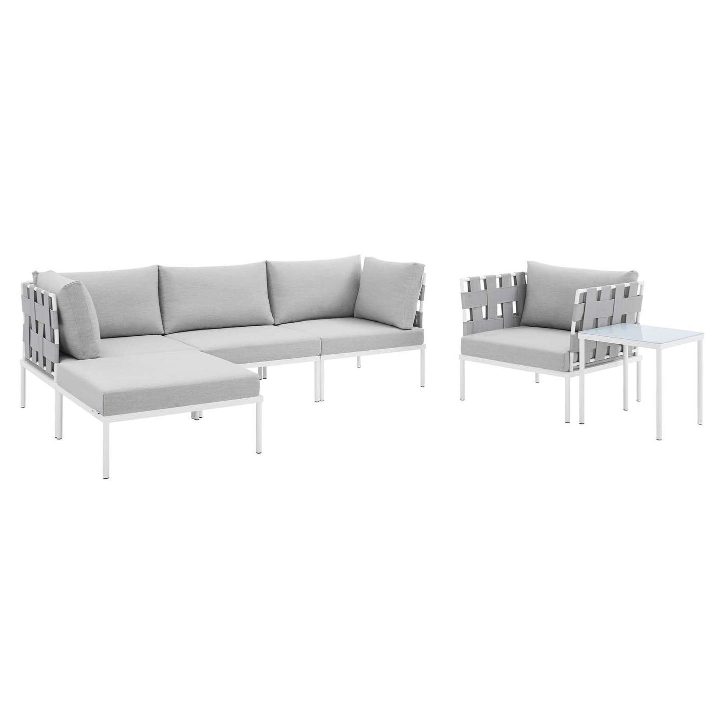 Harmony 6-Piece Sunbrella® Outdoor Patio Aluminum Seating Set By Modway - EEI-4933 | Outdoor Sofas, Loveseats & Sectionals