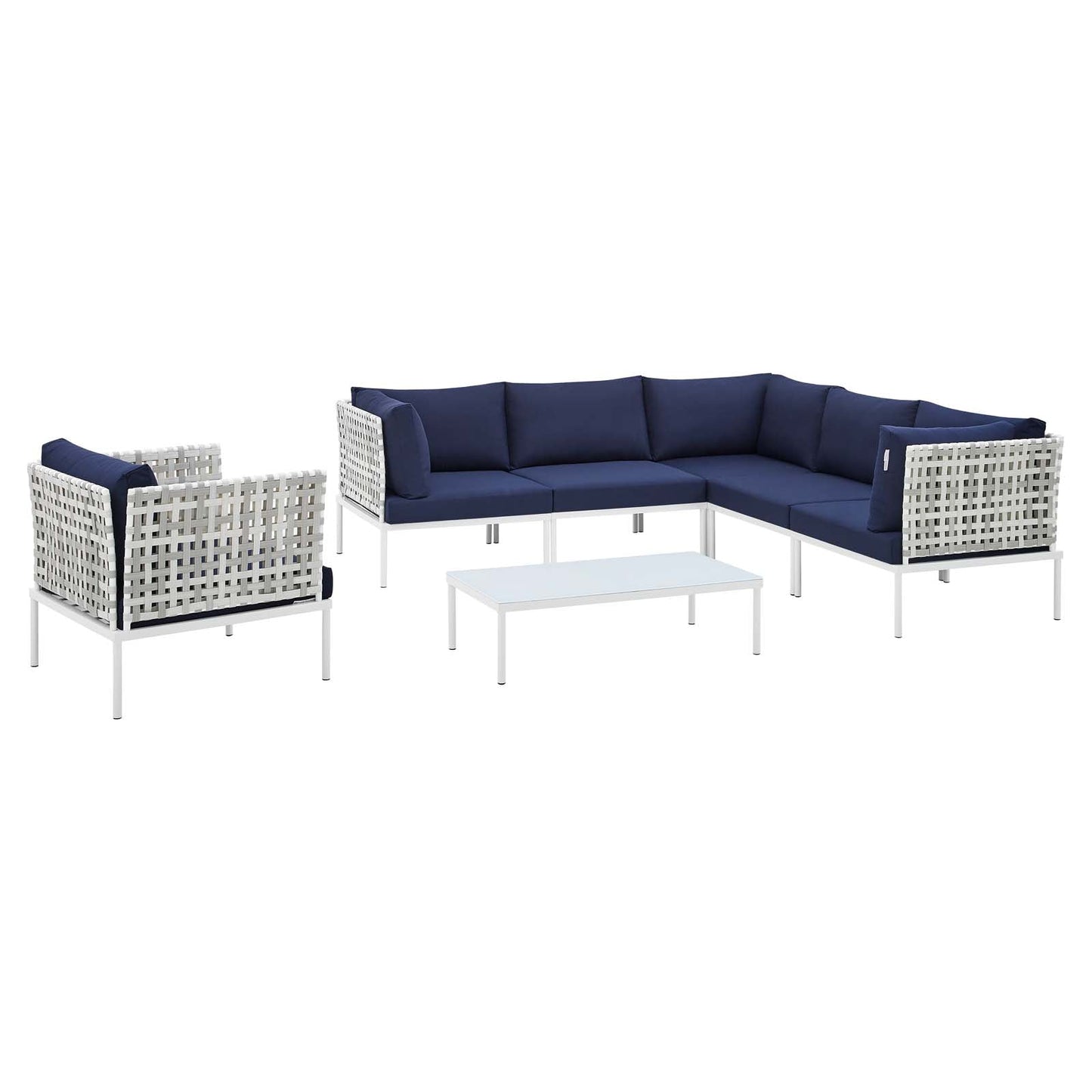 Modway Harmony 7-Piece Sunbrella® Basket Weave Outdoor Patio Aluminum Sectional Sofa Set | Outdoor Sofas, Loveseats & Sectionals |