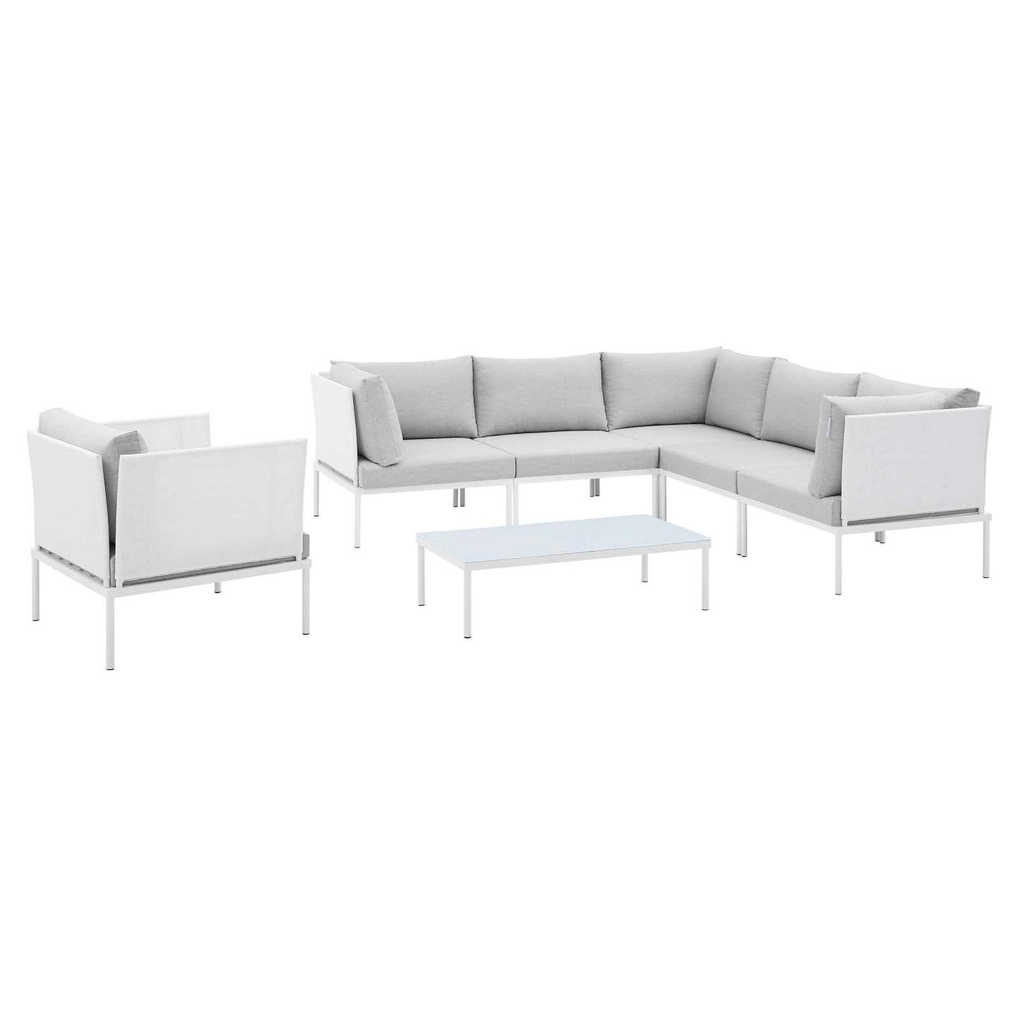 Modway Harmony 7-Piece Sunbrella® Outdoor Patio Aluminum Sectional Sofa Set | Outdoor Sofas, Loveseats & Sectionals