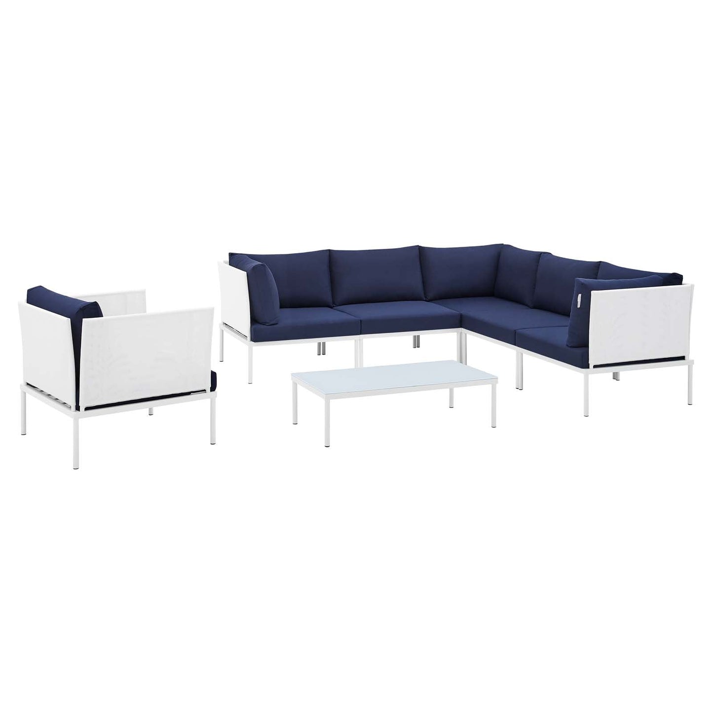 Modway Harmony 7-Piece Sunbrella® Outdoor Patio Aluminum Sectional Sofa Set | Outdoor Sofas, Loveseats & Sectionals |