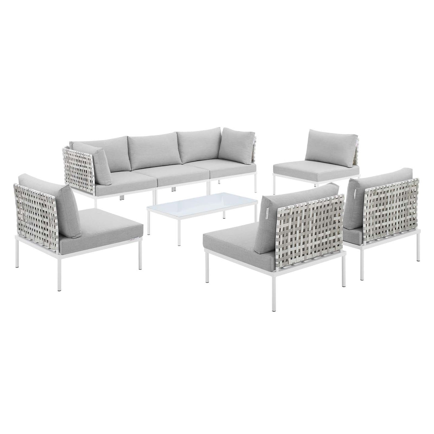 Modway Harmony 8-Piece Sunbrella® Basket Weave Outdoor Patio Aluminum Sectional Sofa Set | Outdoor Sofas, Loveseats & Sectionals