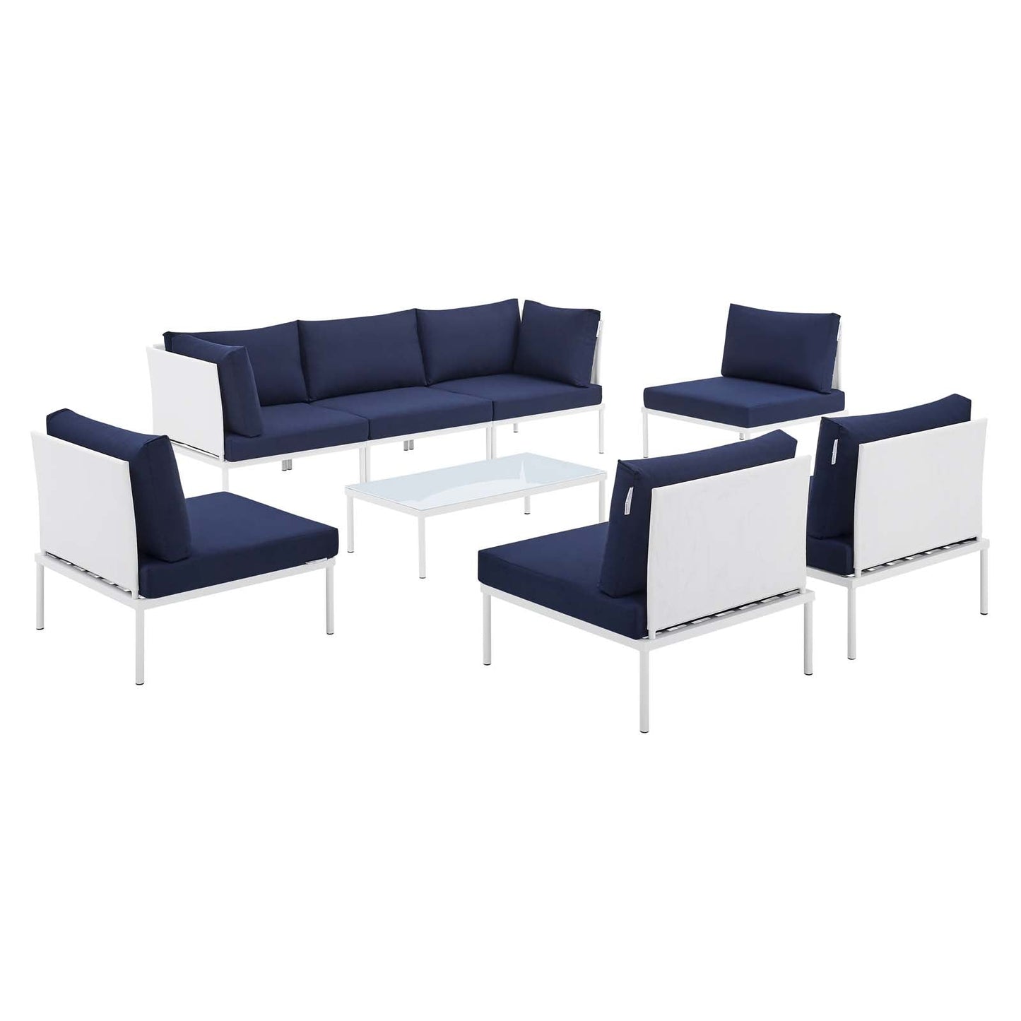 Harmony 8-Piece Sunbrella® Outdoor Patio Aluminum Sectional Sofa Set By Modway | Outdoor Sofas, Loveseats & Sectionals