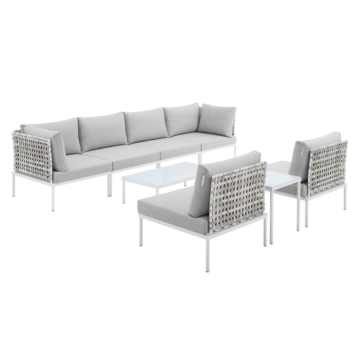 Harmony 8-Piece Sunbrella® Basket Weave Outdoor Patio Aluminum Sectional Sofa Set By Modway - EEI-4943 | Outdoor Sofas, Loveseats & Sectionals