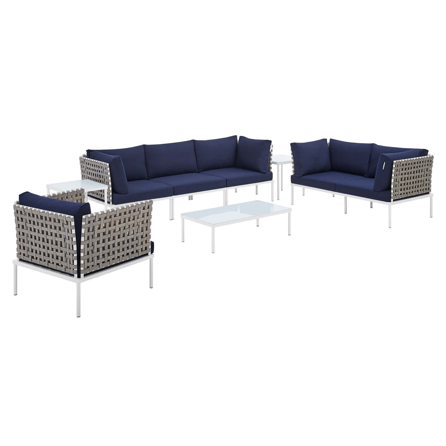 Harmony 8-Piece Sunbrella® Basket Weave Outdoor Patio Aluminum Seating Set By Modway - EEI-4947 | Outdoor Sofas, Loveseats & Sectionals - 2