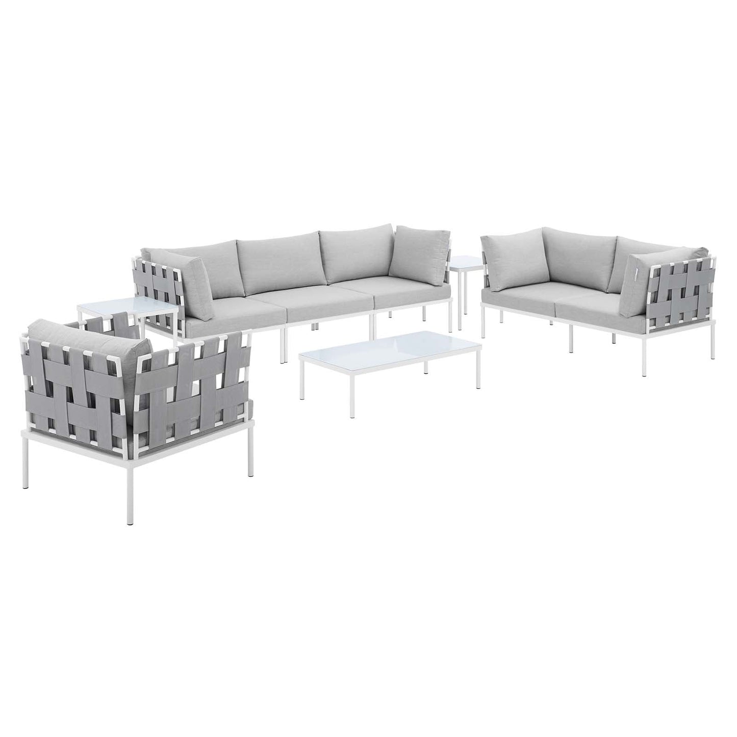 Harmony 8-Piece Sunbrella® Outdoor Patio Aluminum Seating Set By Modway - EEI-4949 | Outdoor Sofas, Loveseats & Sectionals