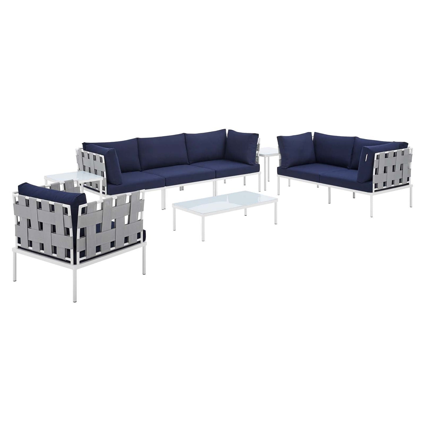 Harmony 8-Piece Sunbrella® Outdoor Patio Aluminum Seating Set By Modway - EEI-4949 | Outdoor Sofas, Loveseats & Sectionals - 2