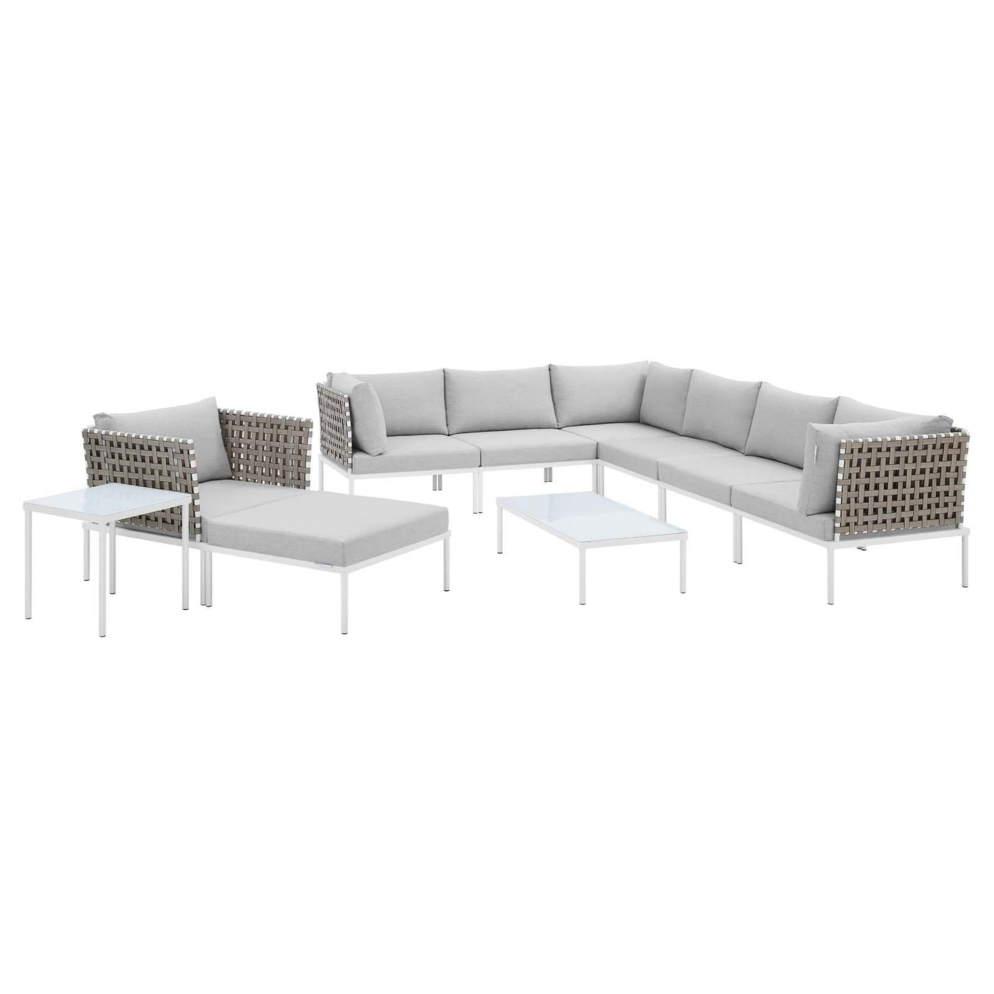 Harmony 10-Piece Sunbrella® Basket Weave Outdoor Patio Aluminum Sectional Sofa Set By Modway - EEI-4951 | Outdoor Sofas, Loveseats & Sectionals