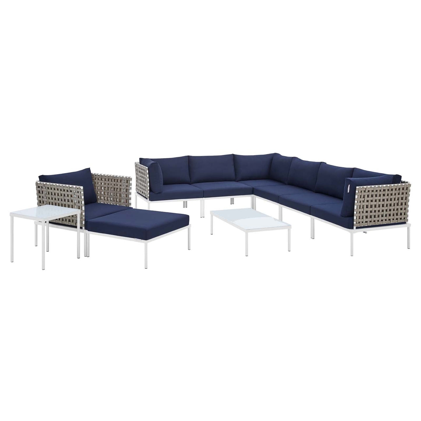 Harmony 10-Piece Sunbrella® Basket Weave Outdoor Patio Aluminum Sectional Sofa Set By Modway - EEI-4951 | Outdoor Sofas, Loveseats & Sectionals - 2