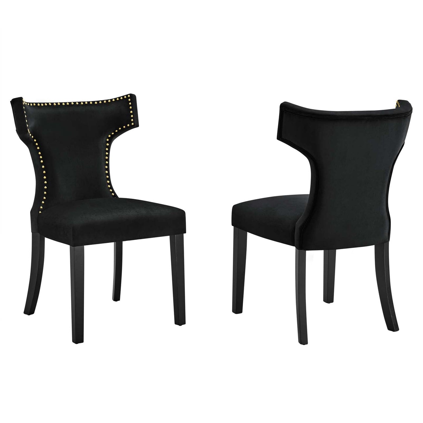 Curve Performance Velvet Dining Chairs - Set of 2 By Modway | Dining Chairs