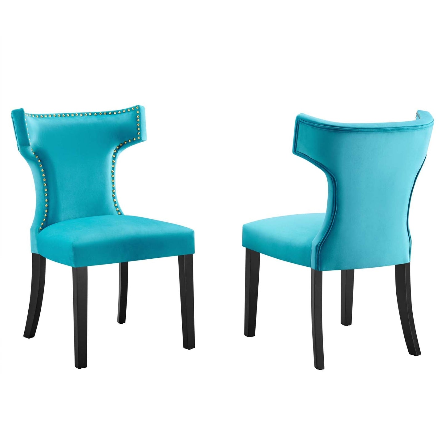 Curve Performance Velvet Dining Chairs - Set of 2 By Modway | Dining Chairs |