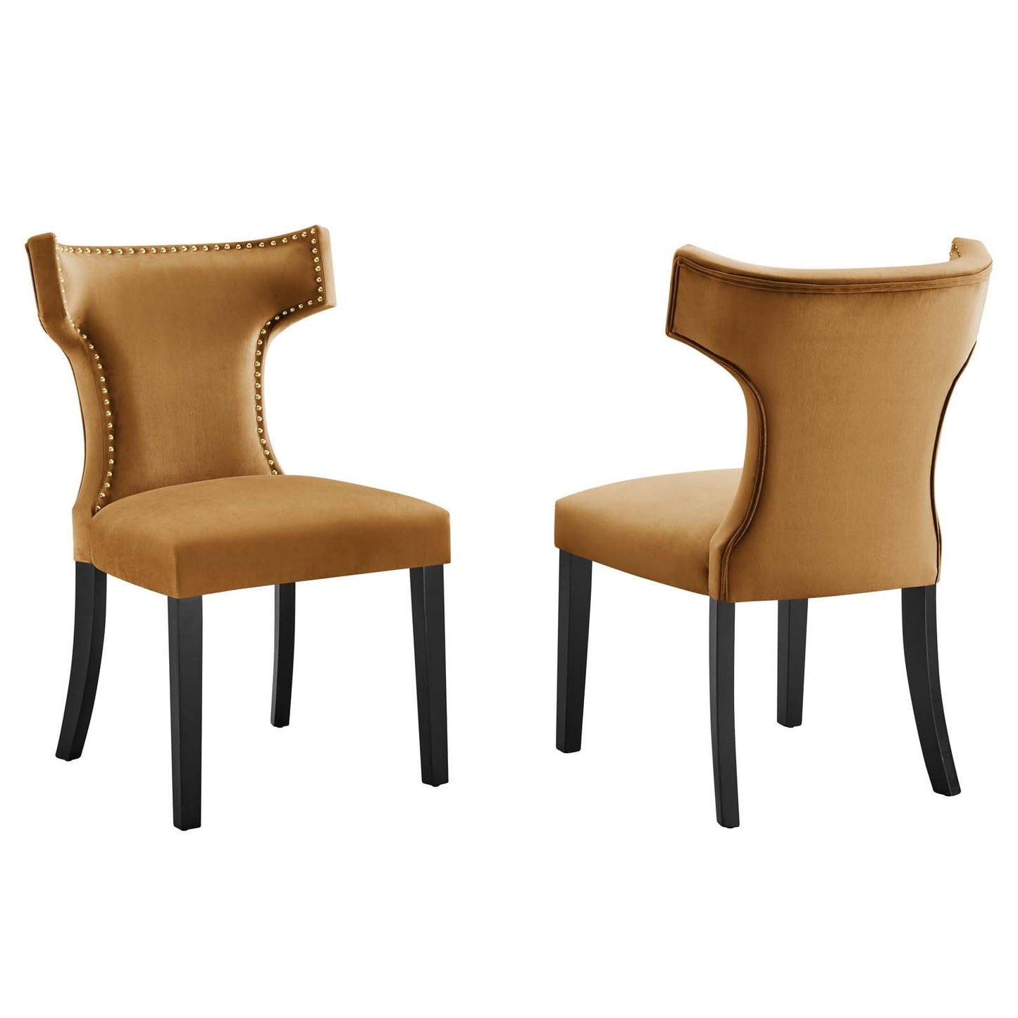 Curve Performance Velvet Dining Chairs - Set of 2 By Modway | Dining Chairs |