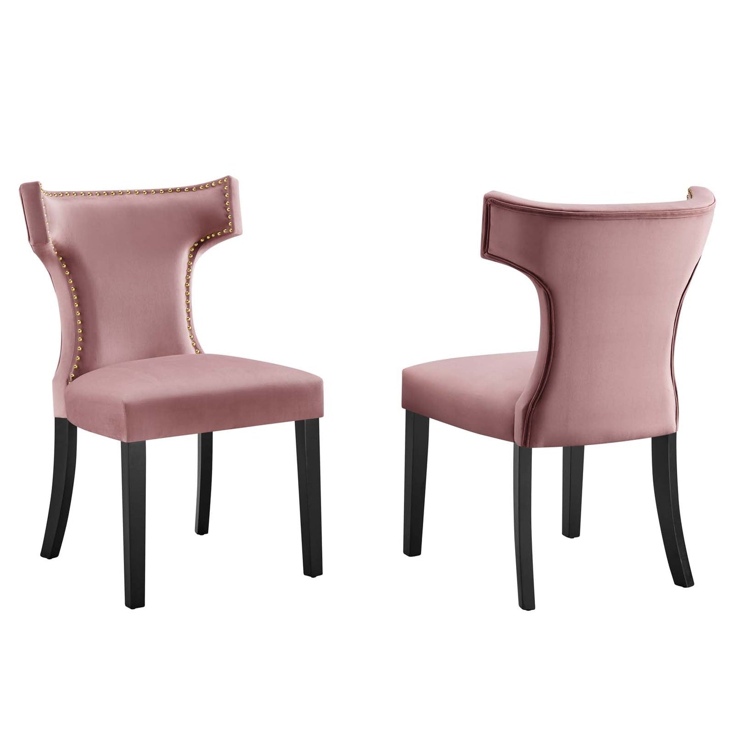 Curve Performance Velvet Dining Chairs - Set of 2 By Modway | Dining Chairs |