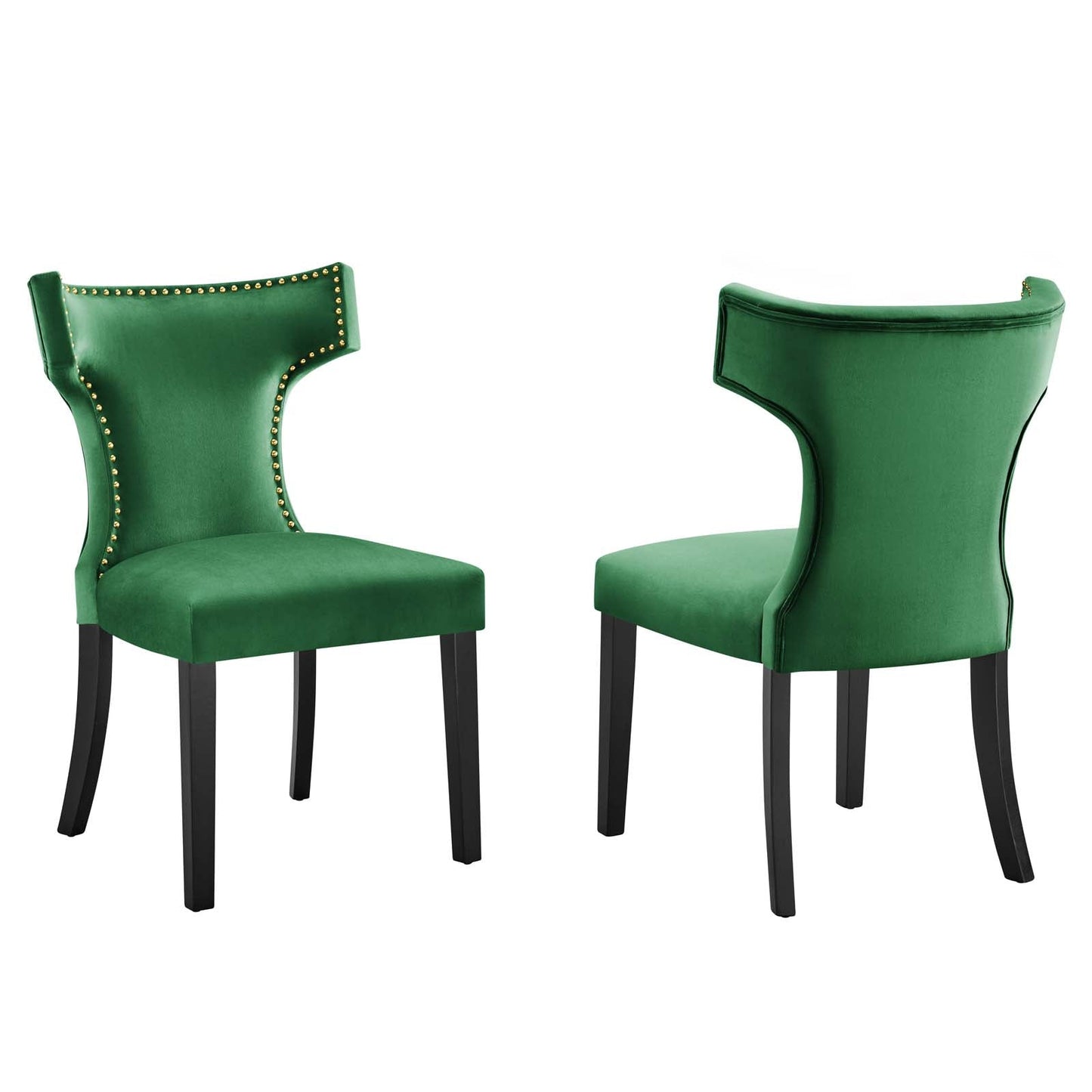 Curve Performance Velvet Dining Chairs - Set of 2 By Modway | Dining Chairs |