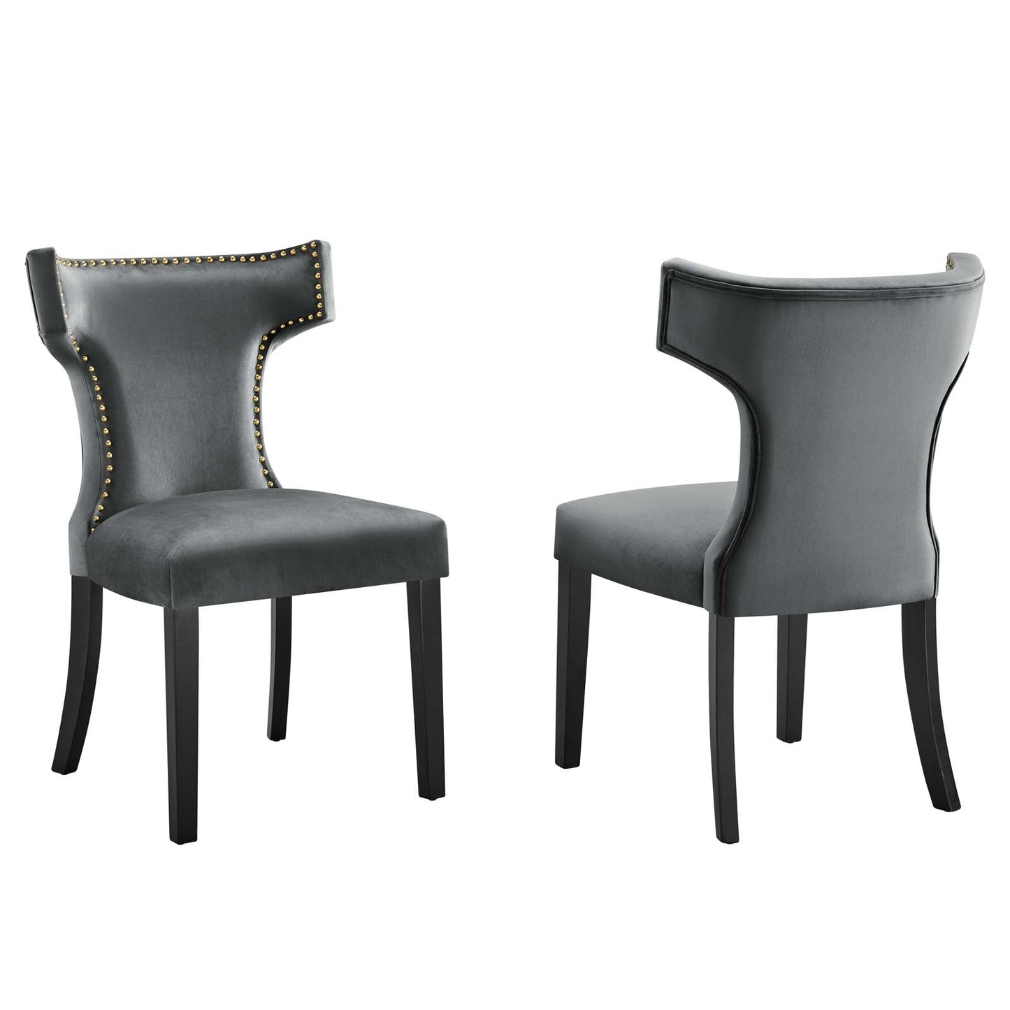 Curve Performance Velvet Dining Chairs - Set of 2 By Modway | Dining Chairs |