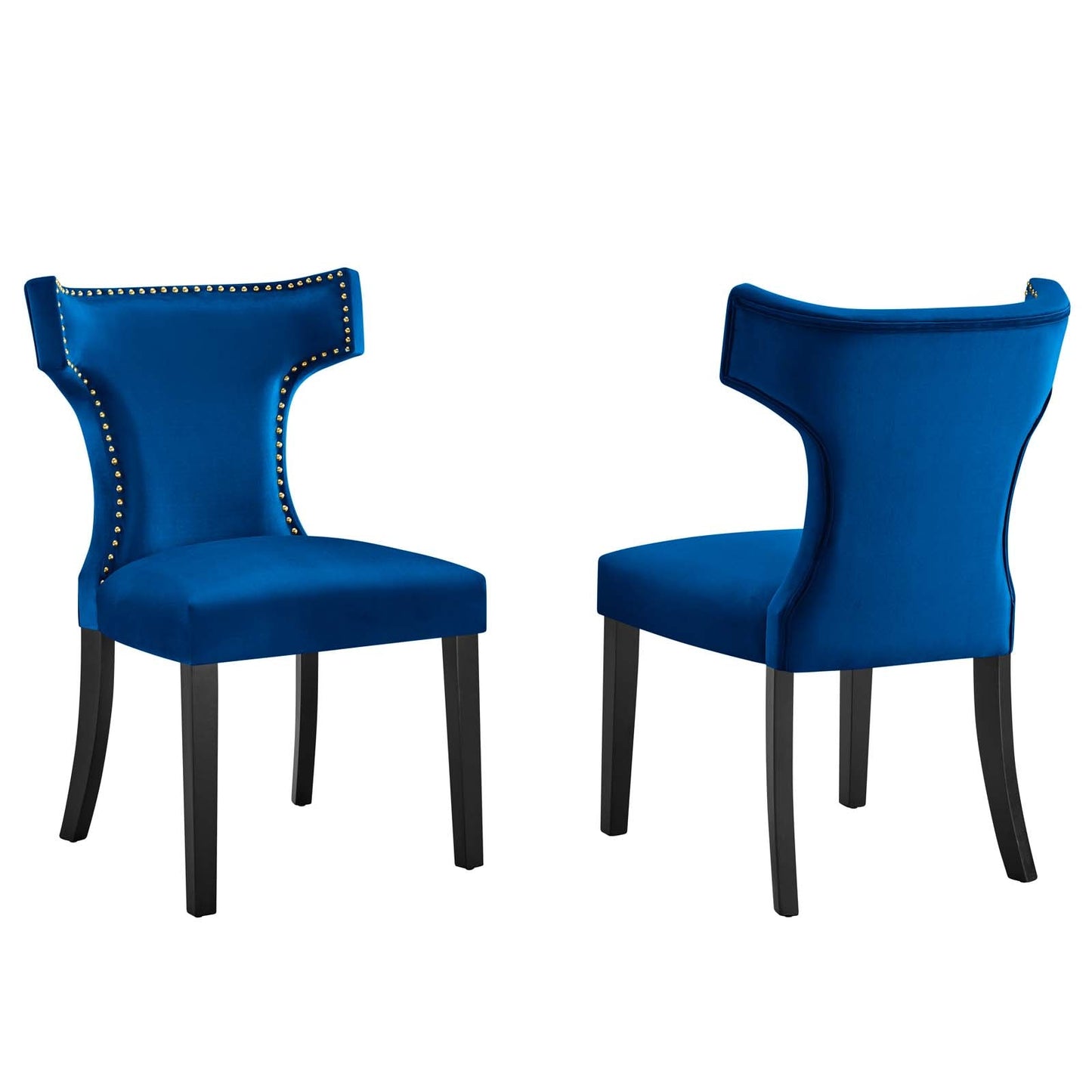 Curve Performance Velvet Dining Chairs - Set of 2 By Modway | Dining Chairs |
