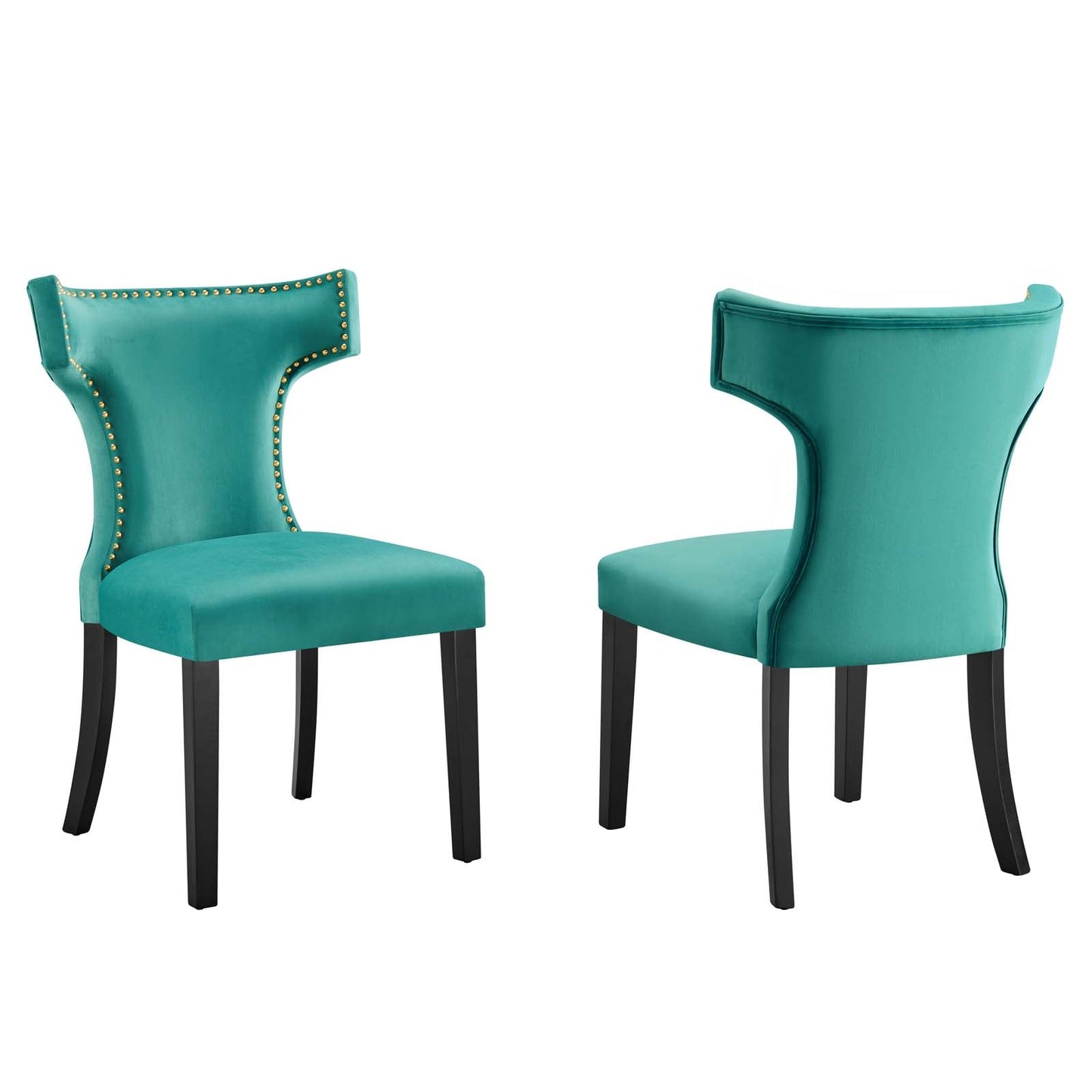 Curve Performance Velvet Dining Chairs - Set of 2 By Modway | Dining Chairs |