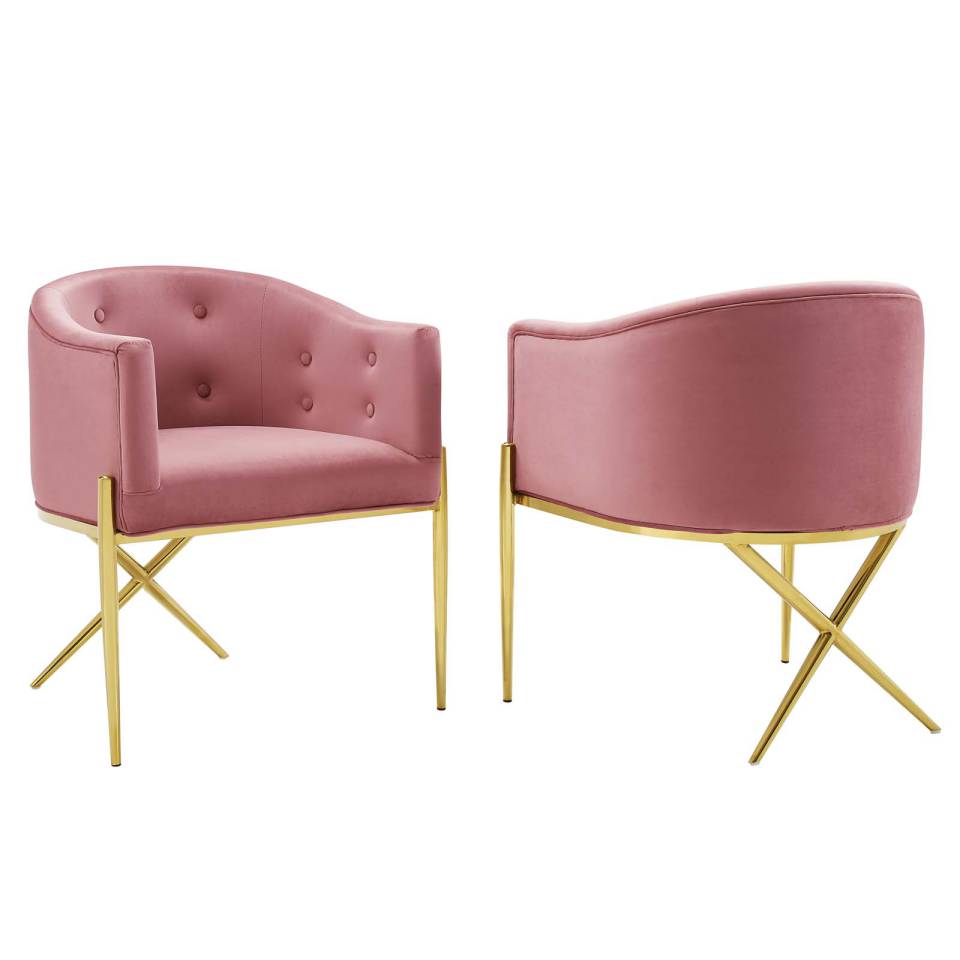 Modway Savour Accent Dining Armchair Performance Velvet Set of 2 - EEI-5042 - Dusty Rose