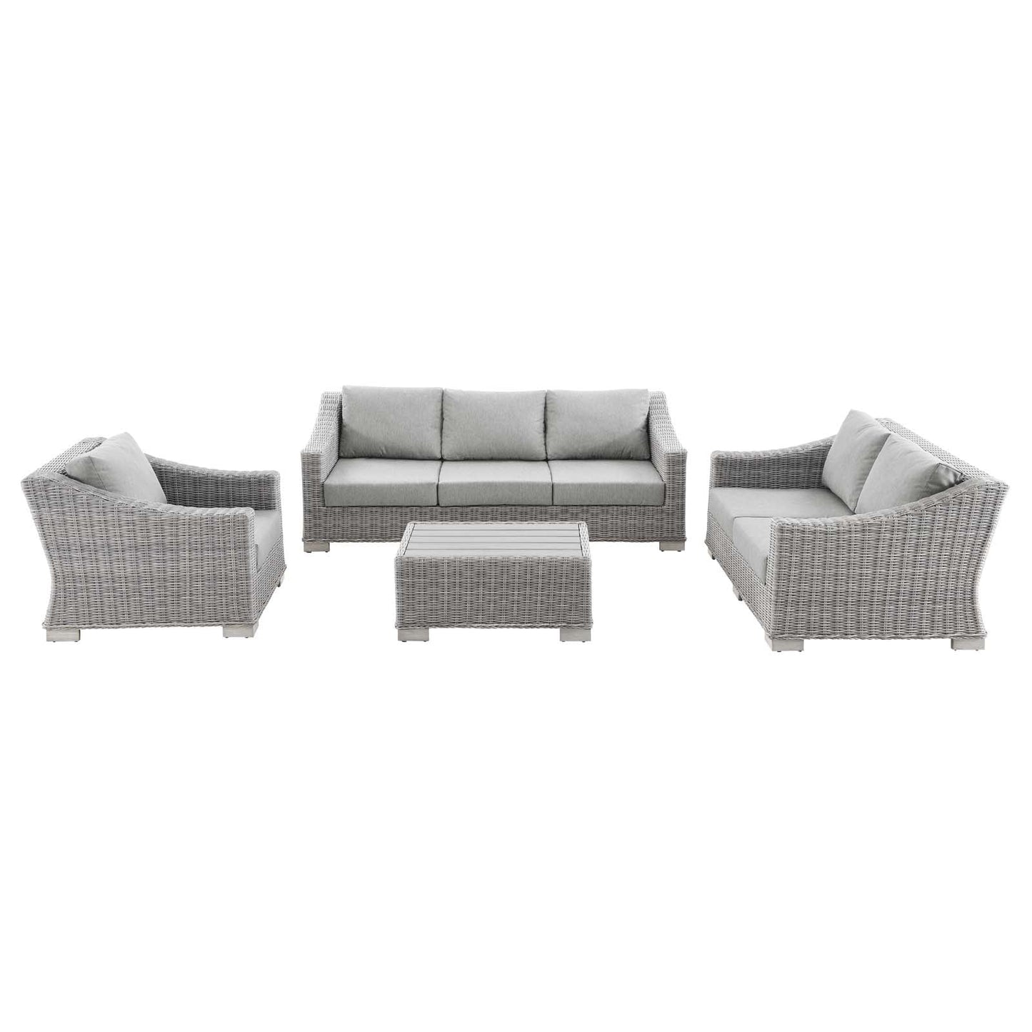 Modway Conway 4-Piece Outdoor Patio Wicker Rattan Furniture Set | Outdoor Sofas, Loveseats & Sectionals