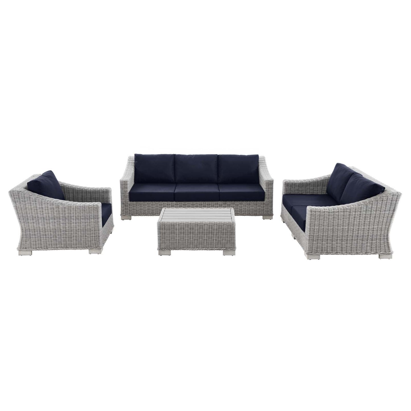 Modway Conway 4-Piece Outdoor Patio Wicker Rattan Furniture Set | Outdoor Sofas, Loveseats & Sectionals |