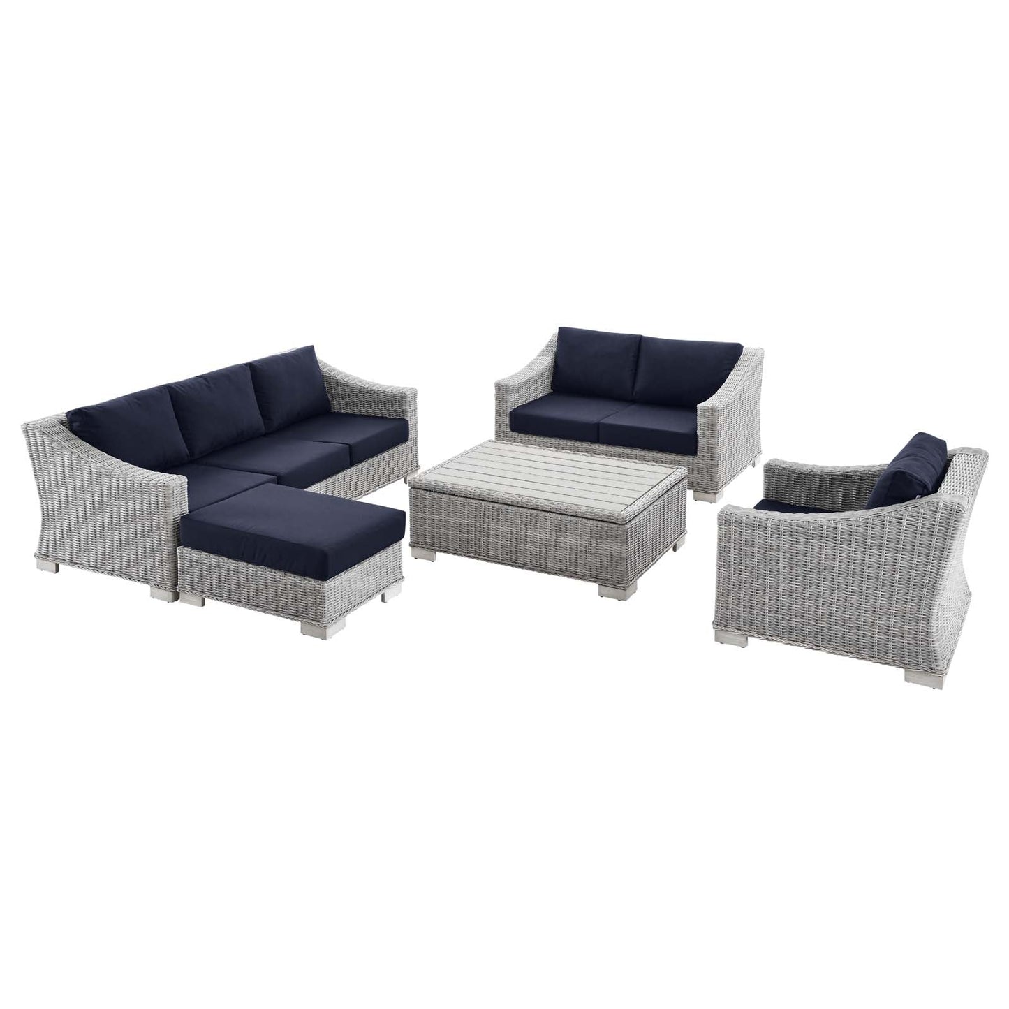 Modway Conway 5-Piece Outdoor Patio Wicker Rattan Furniture Set | Outdoor Sofas, Loveseats & Sectionals |