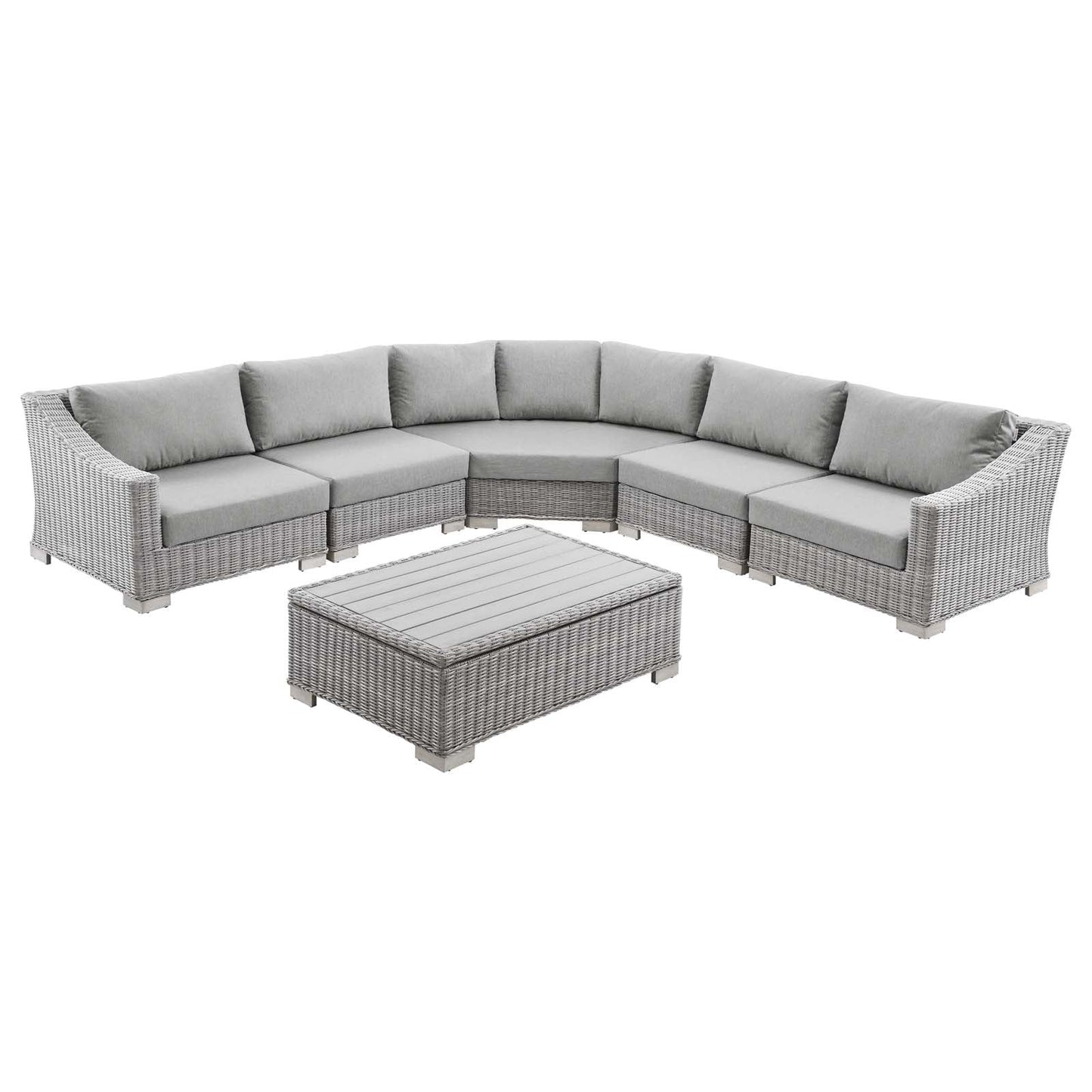 Modway Conway Outdoor Patio Wicker Rattan 6-Piece Sectional Sofa Furniture Set | Outdoor Sofas, Loveseats & Sectionals |