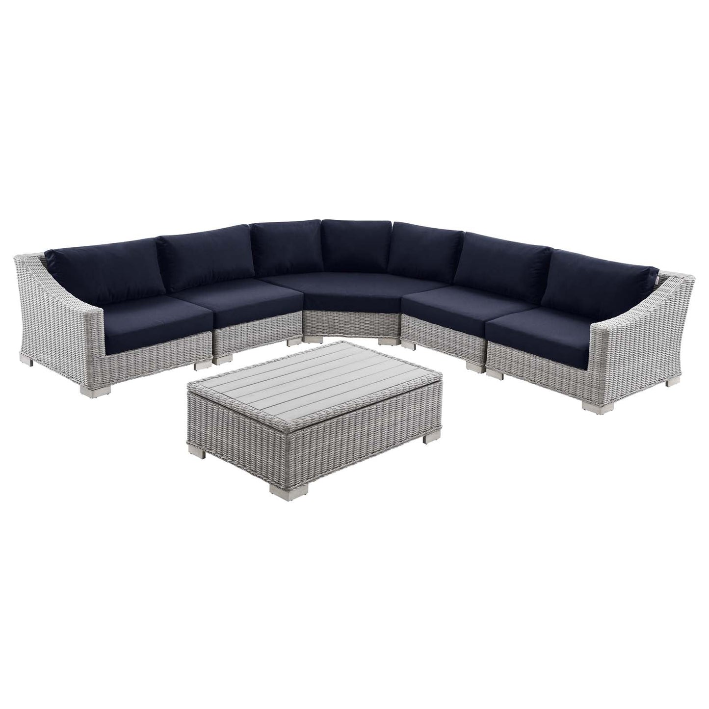 Modway Conway Outdoor Patio Wicker Rattan 6-Piece Sectional Sofa Furniture Set | Outdoor Sofas, Loveseats & Sectionals |