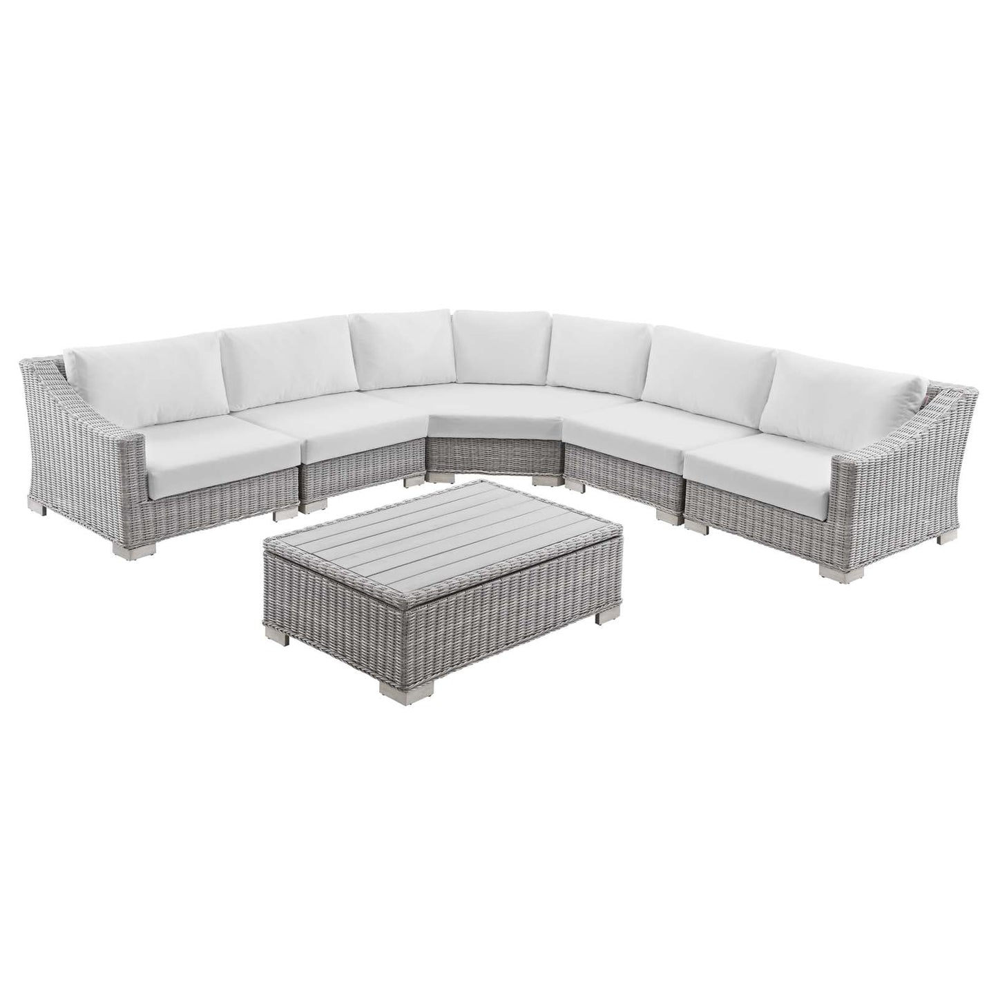 Modway Conway Outdoor Patio Wicker Rattan 6-Piece Sectional Sofa Furniture Set | Outdoor Sofas, Loveseats & Sectionals |