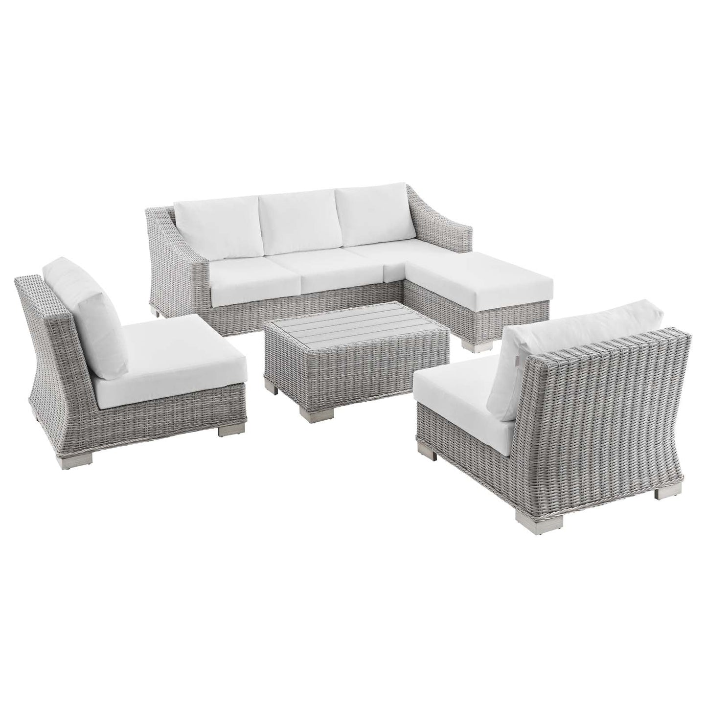 Modway Conway 5-Piece Outdoor Patio Wicker Rattan Furniture Set | Outdoor Sofas, Loveseats & Sectionals |