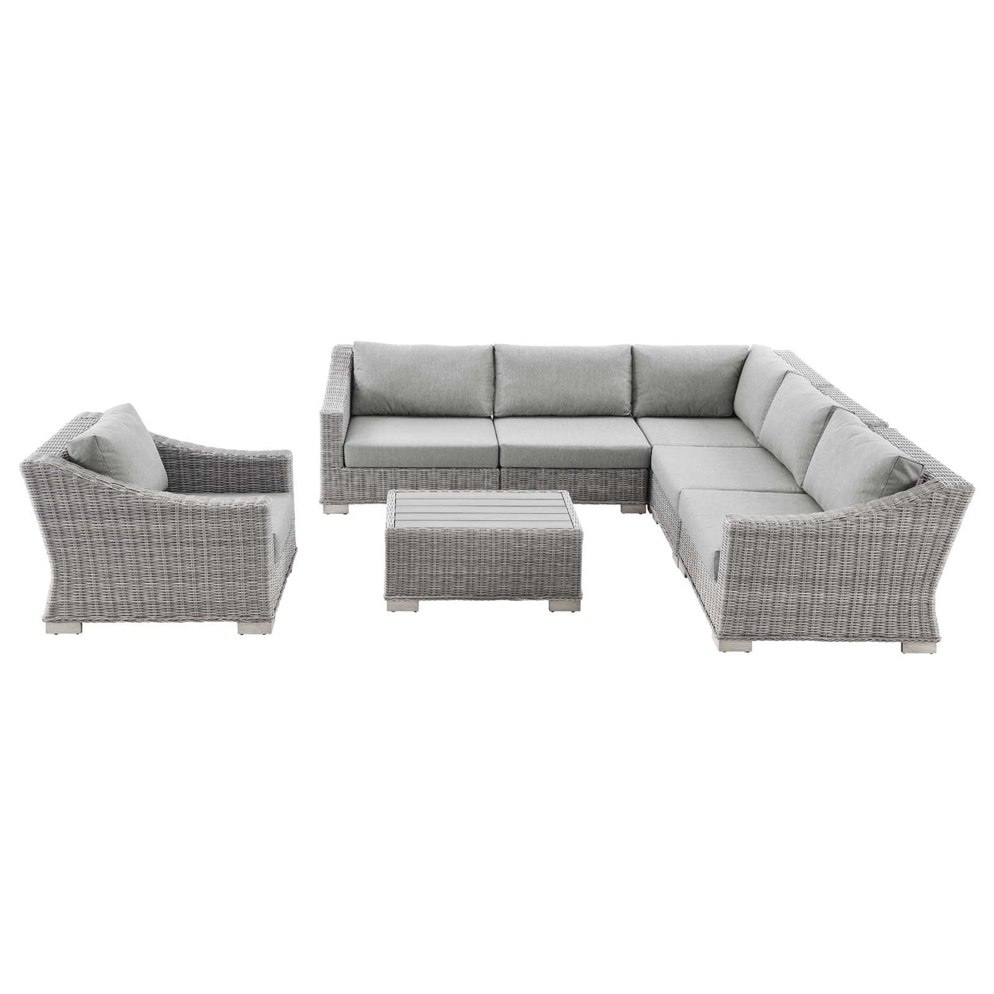 Modway Conway Outdoor Patio Wicker Rattan 7-Piece Sectional Sofa Furniture Set | Outdoor Sofas, Loveseats & Sectionals