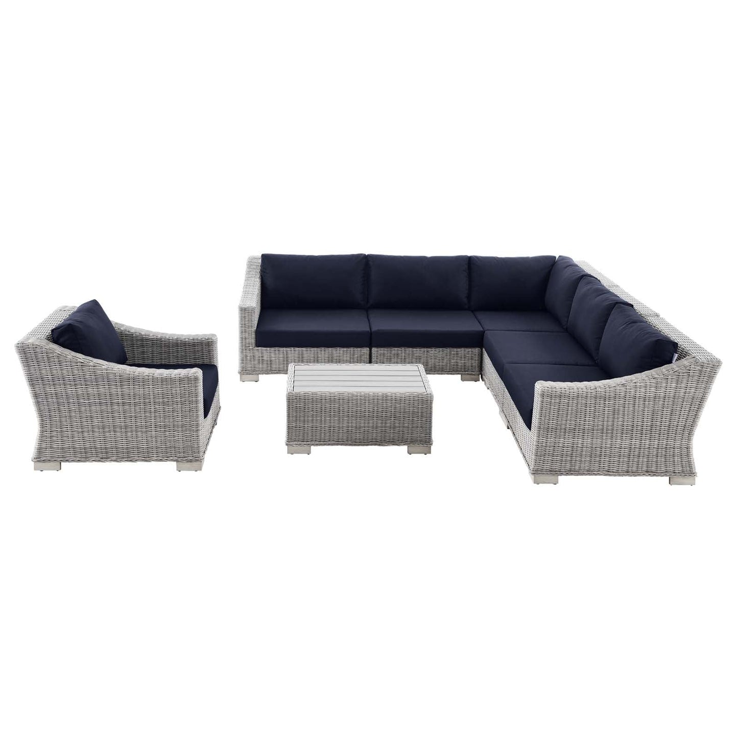 Modway Conway Outdoor Patio Wicker Rattan 7-Piece Sectional Sofa Furniture Set | Outdoor Sofas, Loveseats & Sectionals |