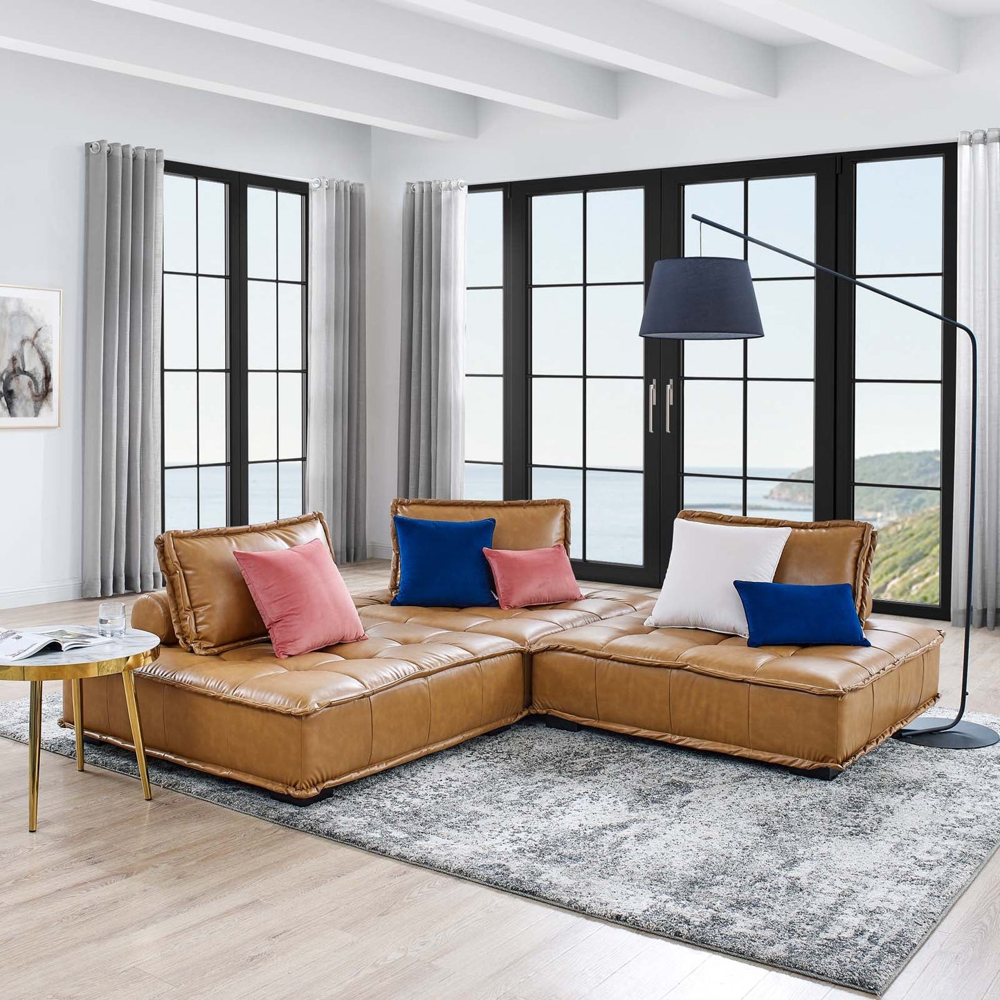 Modway Saunter Tufted Vegan Leather Vegan Leather 3-Piece Sofa | Sofas | Modishstore