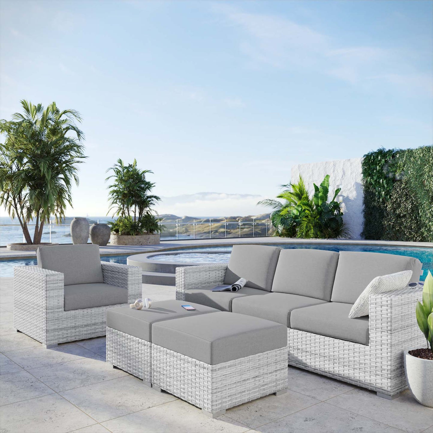 Modway Convene 4-Piece Outdoor Patio Set | Outdoor Sofas, Loveseats & Sectionals |