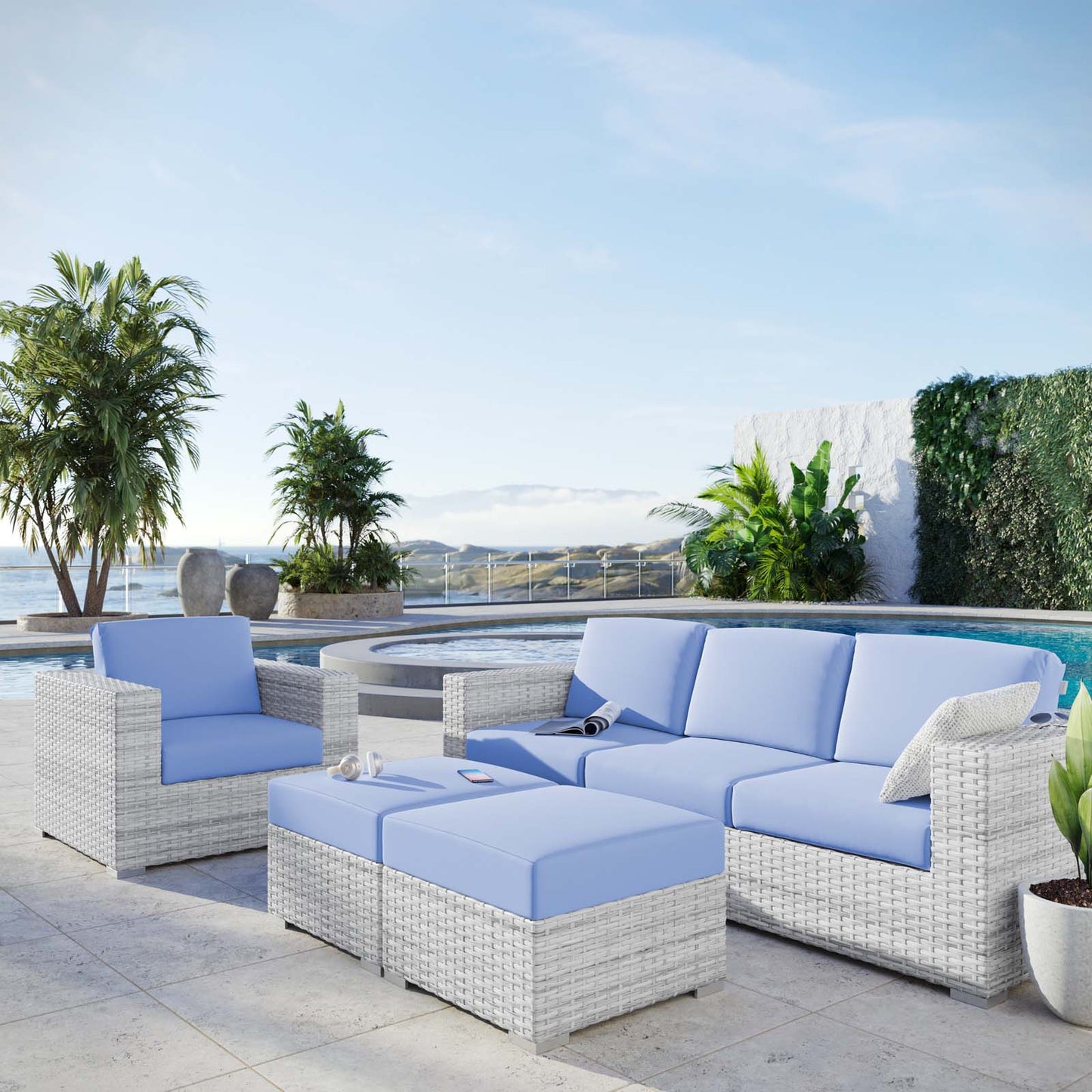 Modway Convene 4-Piece Outdoor Patio Set | Outdoor Sofas, Loveseats & Sectionals |