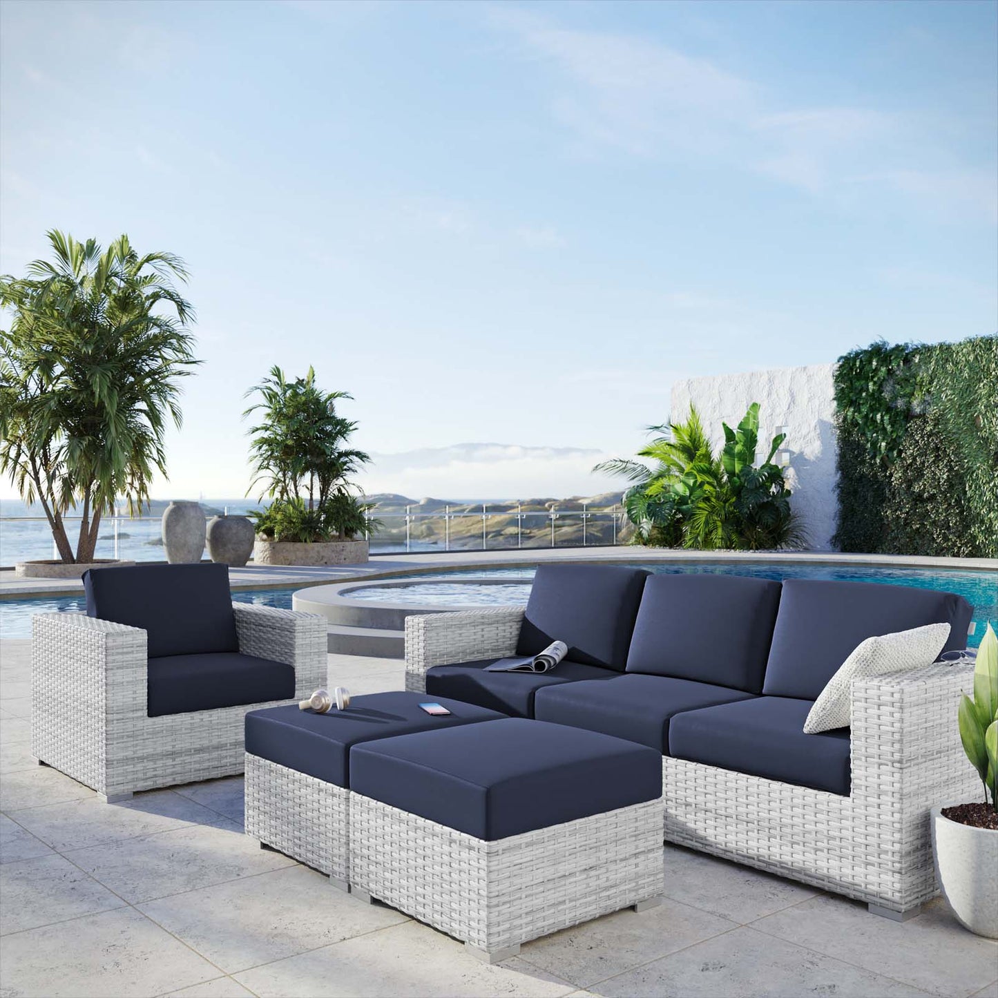 Modway Convene 4-Piece Outdoor Patio Set | Outdoor Sofas, Loveseats & Sectionals |