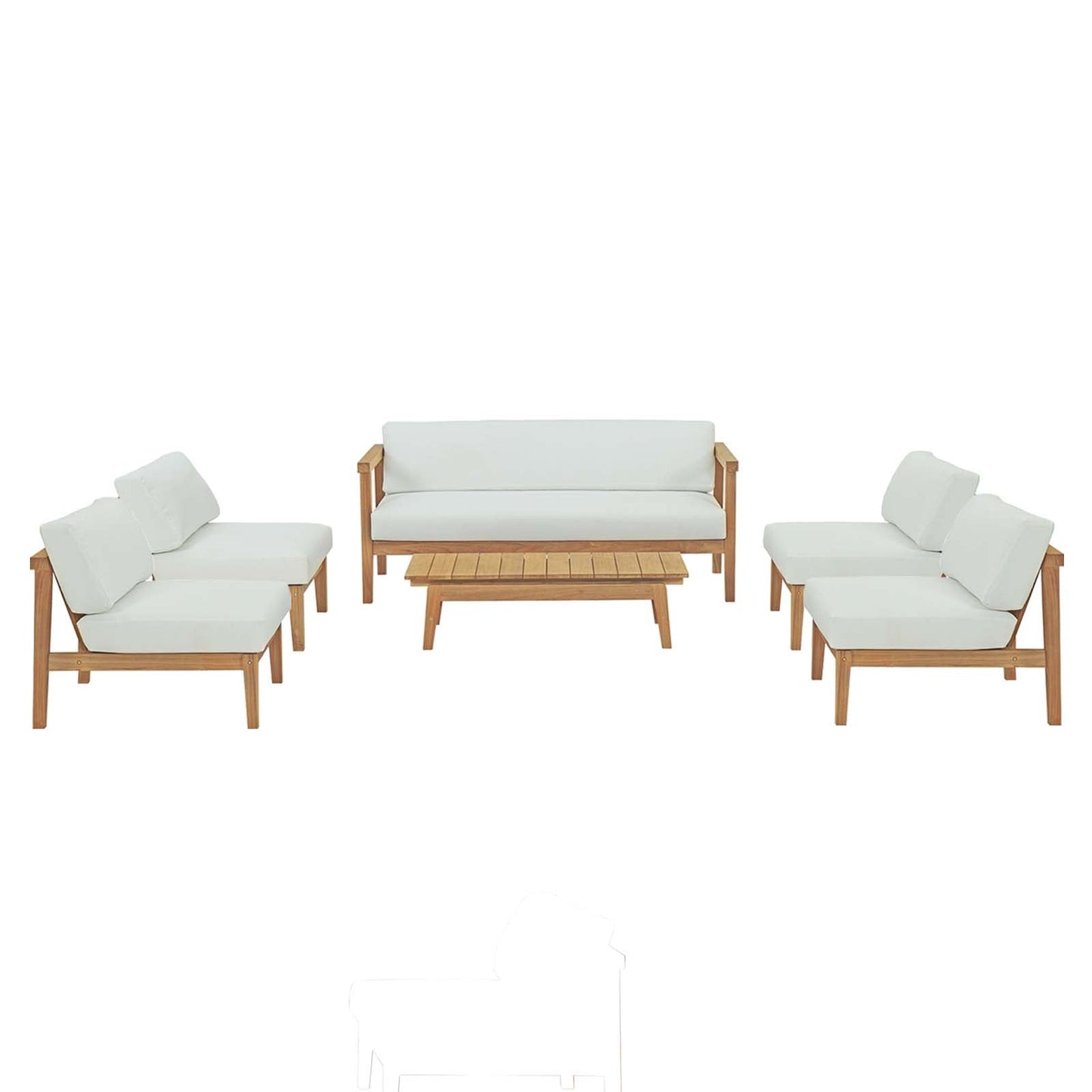 Bayport 6 Piece Outdoor Patio Teak Set By Modway | Outdoor Sofas, Loveseats & Sectionals
