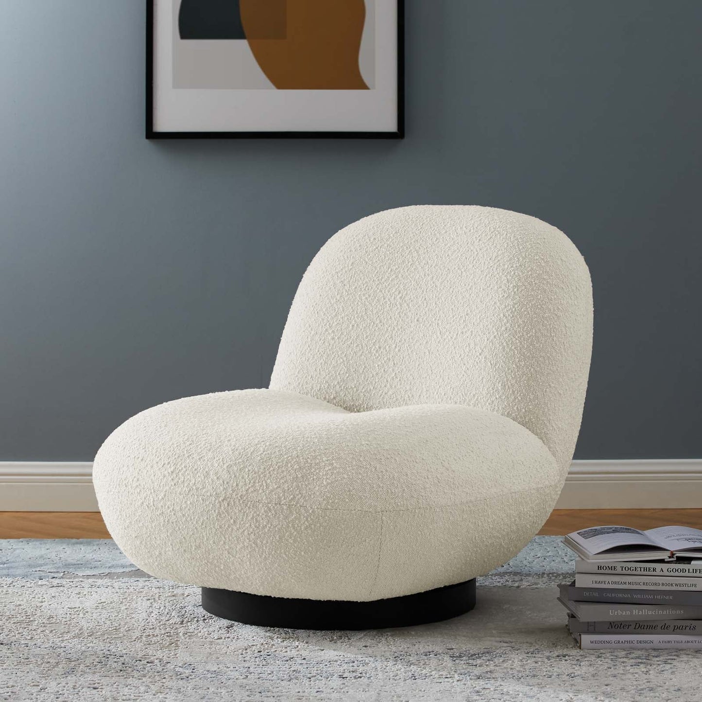 Kindred Boucle Upholstered Upholstered Fabric Swivel Chair By Modway - EEI-5486 | Lounge Chairs
