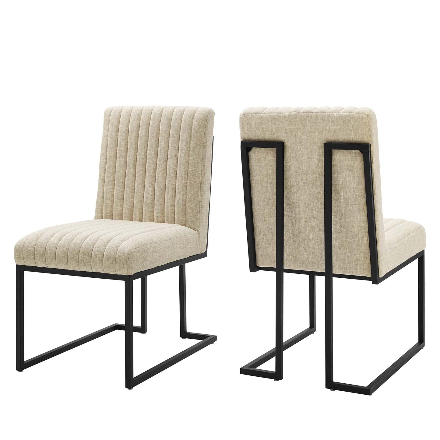 Indulge Channel Tufted Fabric Dining Chairs - Set of 2 By Modway |